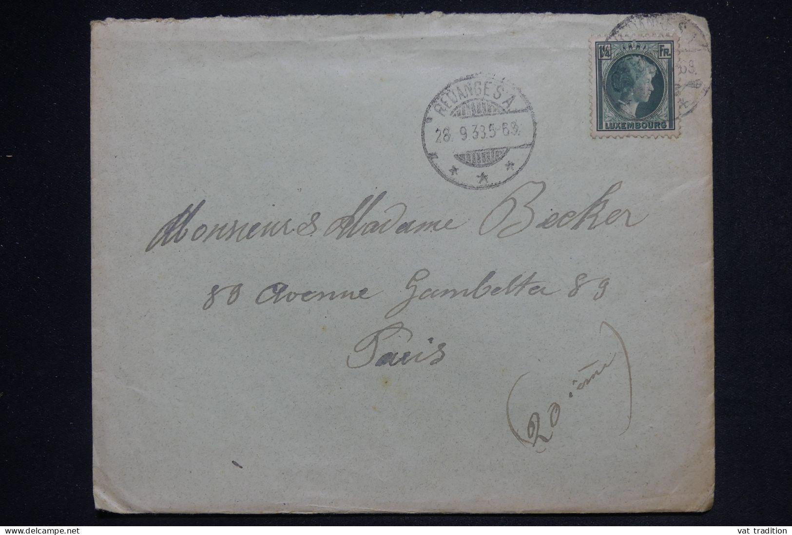 LUXEMBOURG - Enveloppe De Redanges Pour La France En 1938 - L 148762 - 1926-39 Charlotte Right-hand Side