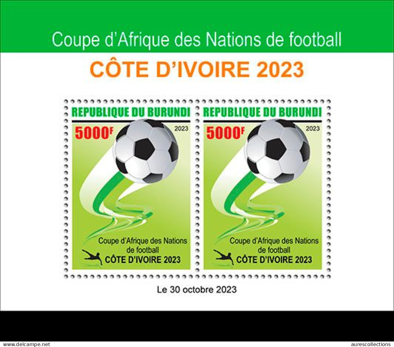 BURUNDI 2023 SHEET 2V - FOOTBALL SOCCER AFRICA CUP OF NATIONS IVORY COAST COTE D' IVOIRE - MNH - Copa Africana De Naciones