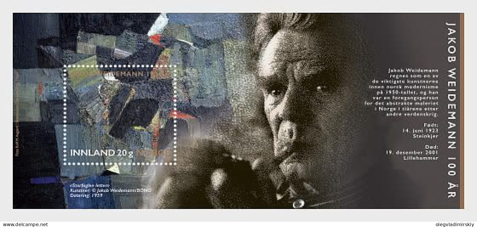 Norway Norvege Norwegen 2023 Jakob Weidemann Centenary Block MNH - Blocks & Kleinbögen