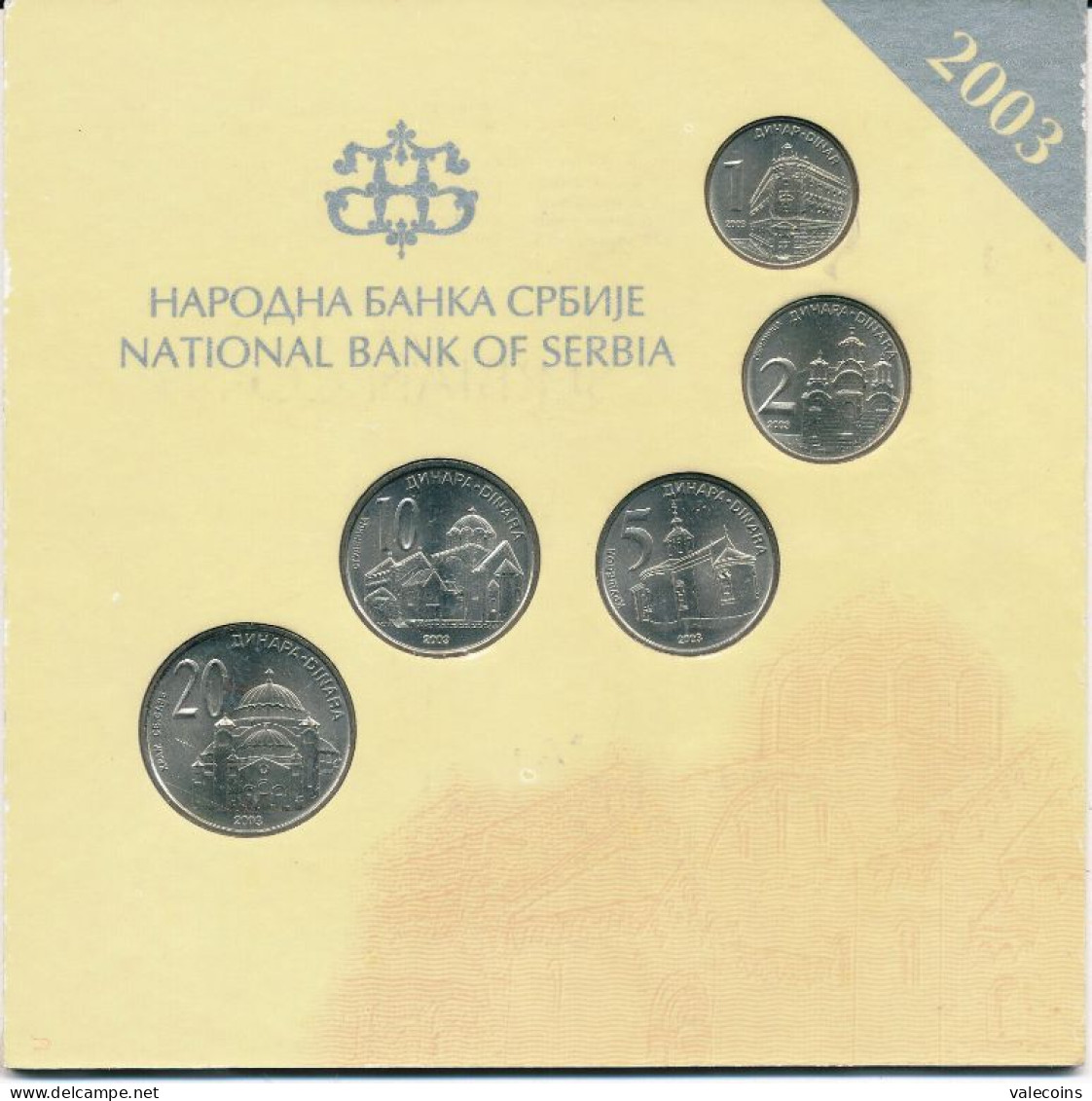 SERBIA SERBIEN - 1+2+5+10+20 Dinara 2003 UNC - Set Kms - Serbie