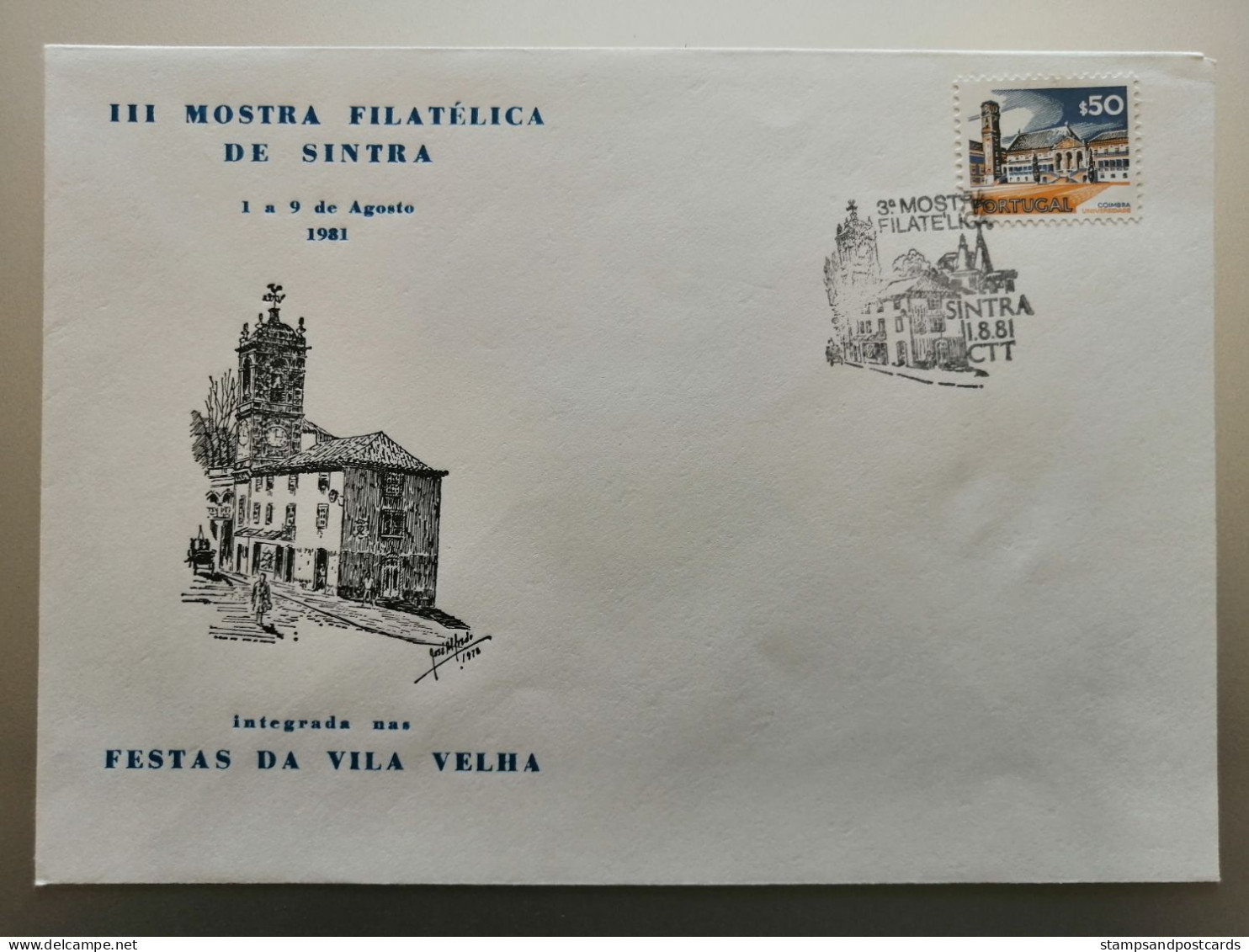 Portugal Cachet Commémoratif Expo Philatelique Sintra 1981 Stamp Expo Event Postmark - Maschinenstempel (Werbestempel)