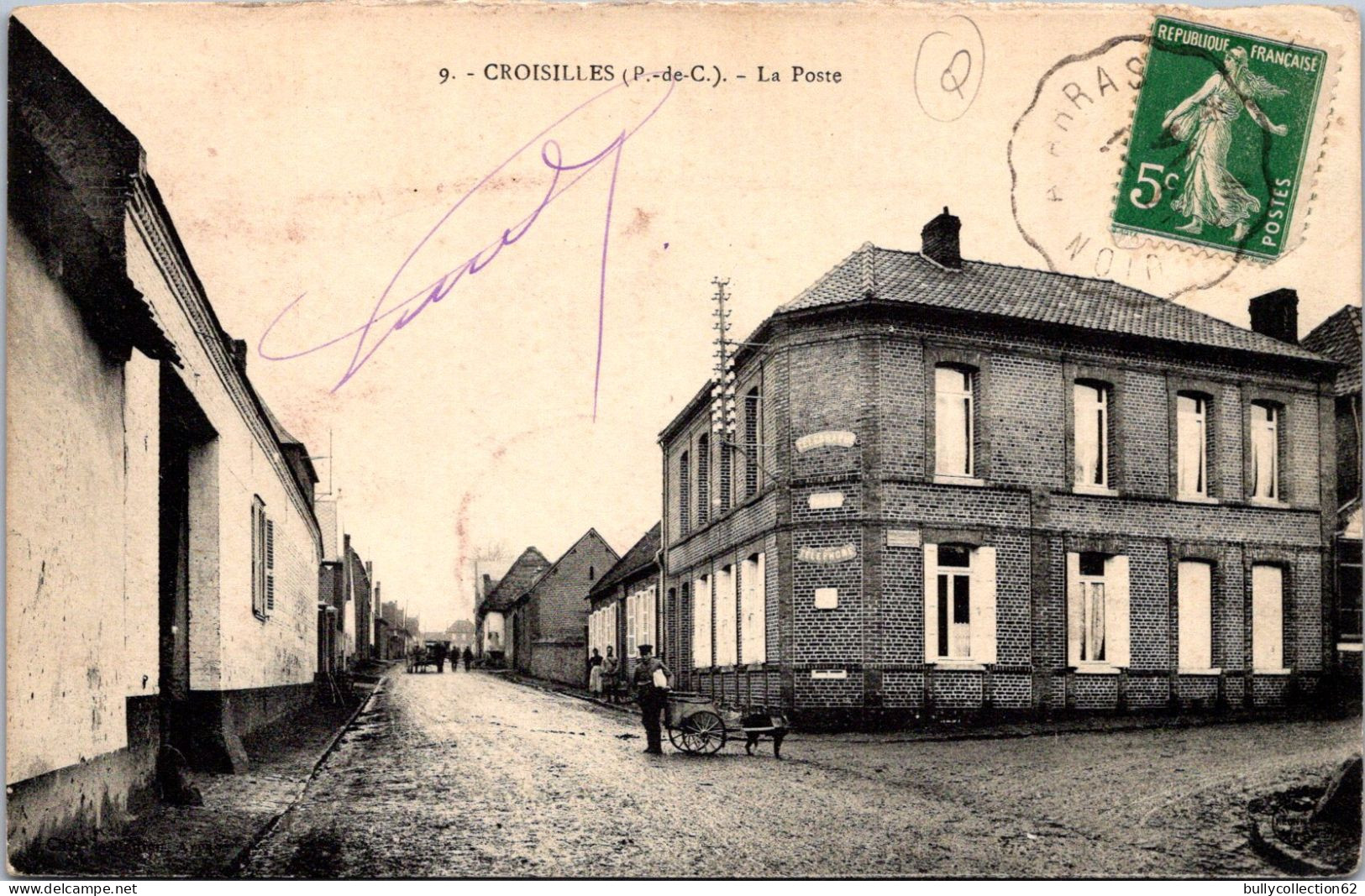 CPA  - SELECTION - CROISILLES -  La Poste (voiture à Chien) - Croisilles