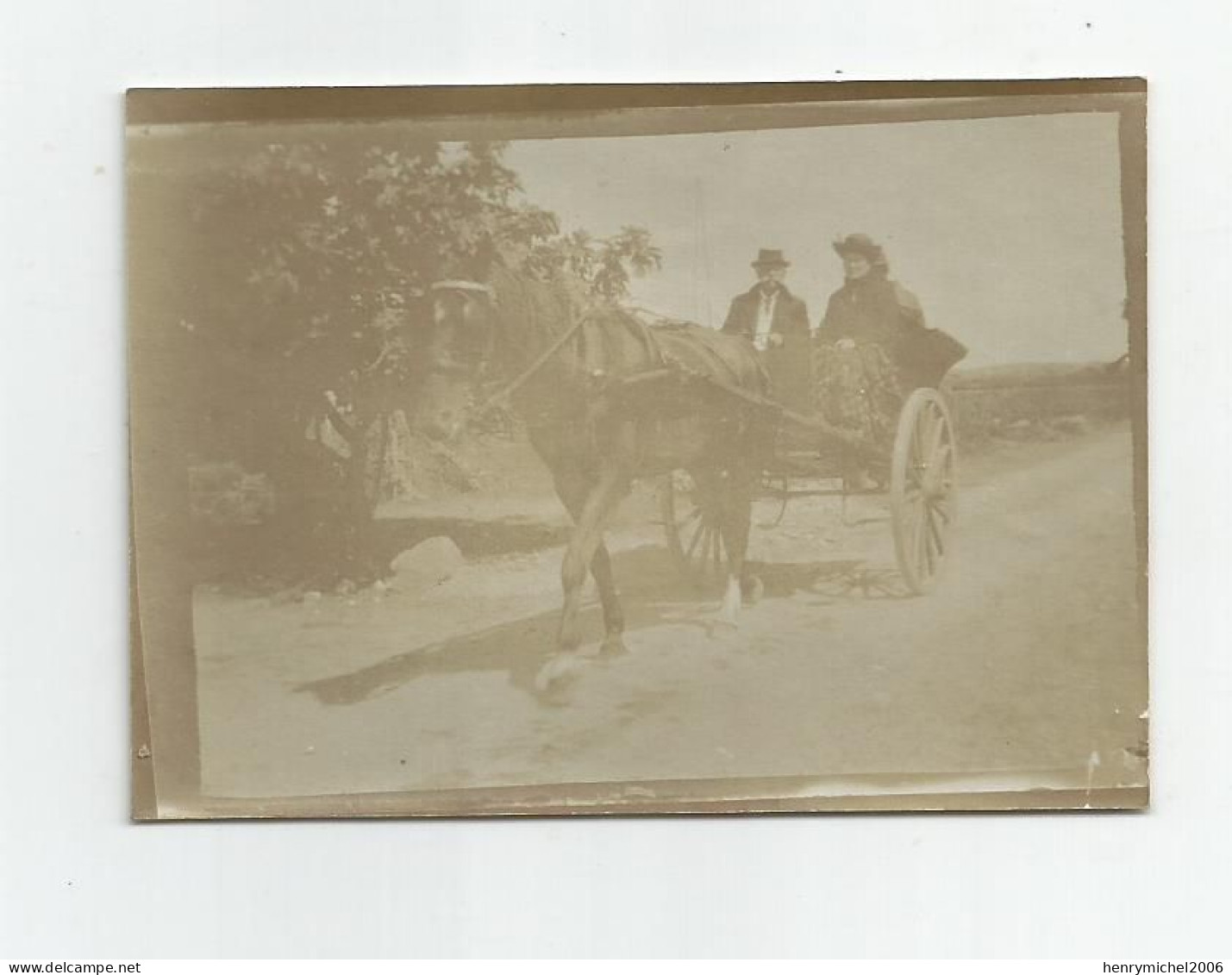 Photographie 85 Vendée Brétignoles Sur Mer Route Calèche Attelage Cheval Photo 9x6,4 Cm Env - Orte