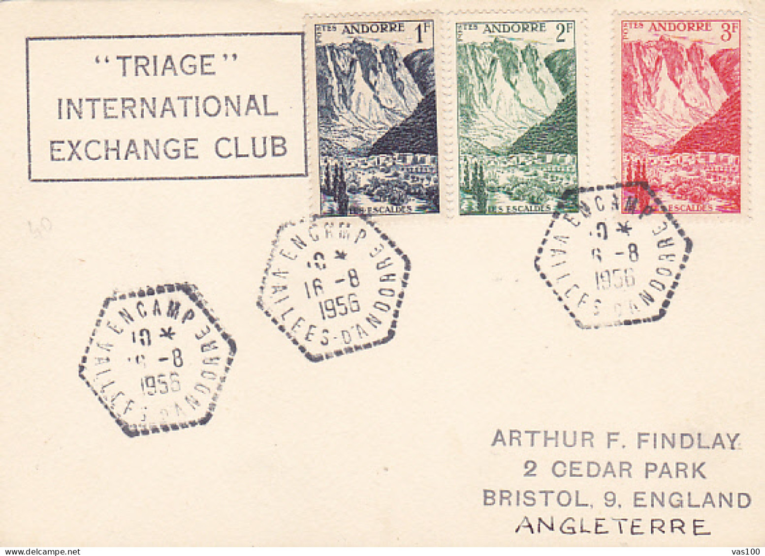 LANDSCAPE STAMPS ON CARDBOARD, 1956, FRENCH ANDORRA - Covers & Documents