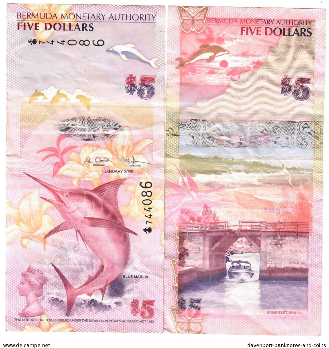 Bermuda 5 Dollars 2009 VF (Onion) - Bermuda