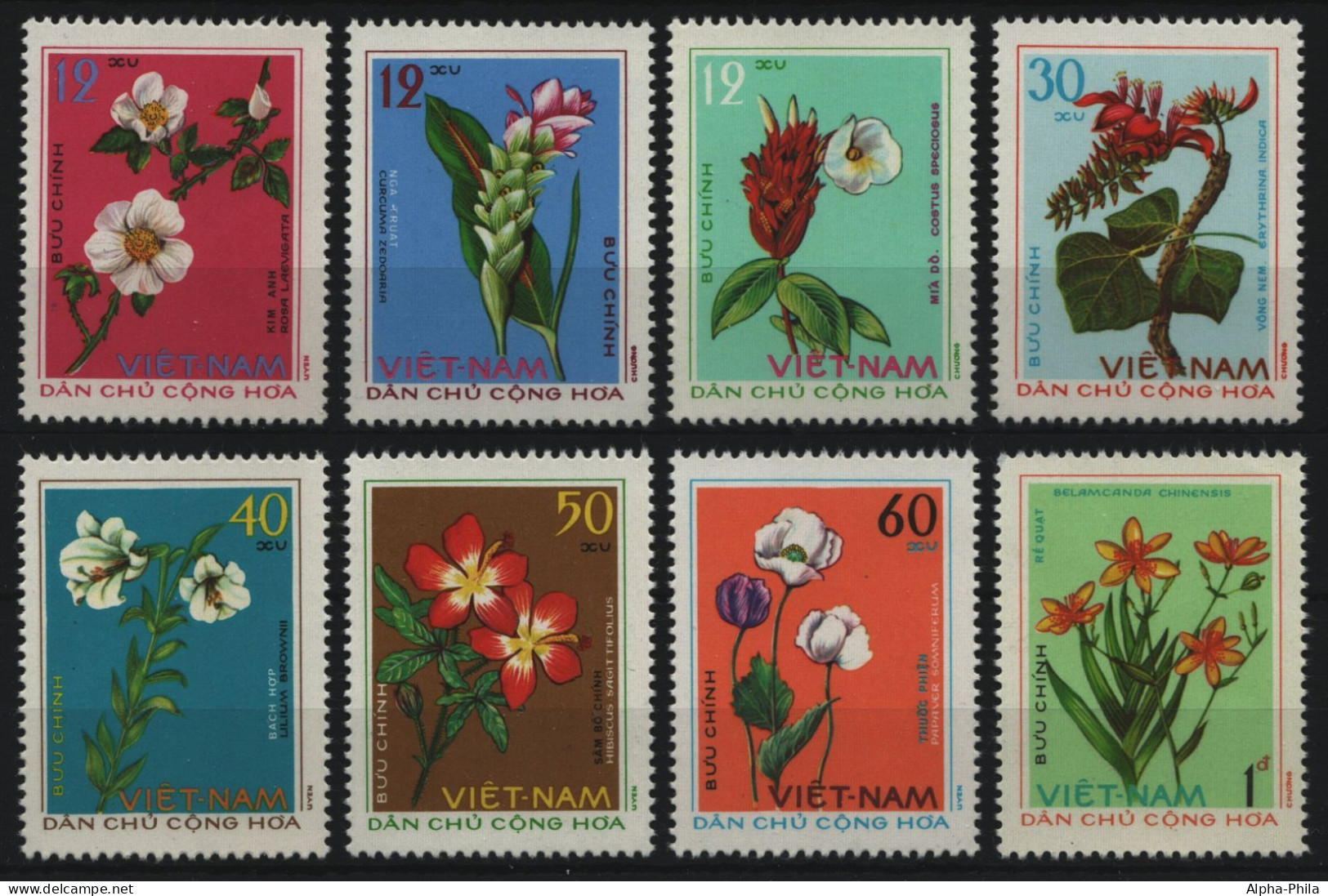 Vietnam 1975 - Mi-Nr. 795-802 (*) - Ohne Gummi Verausgabt - Blumen / Flowers - Viêt-Nam