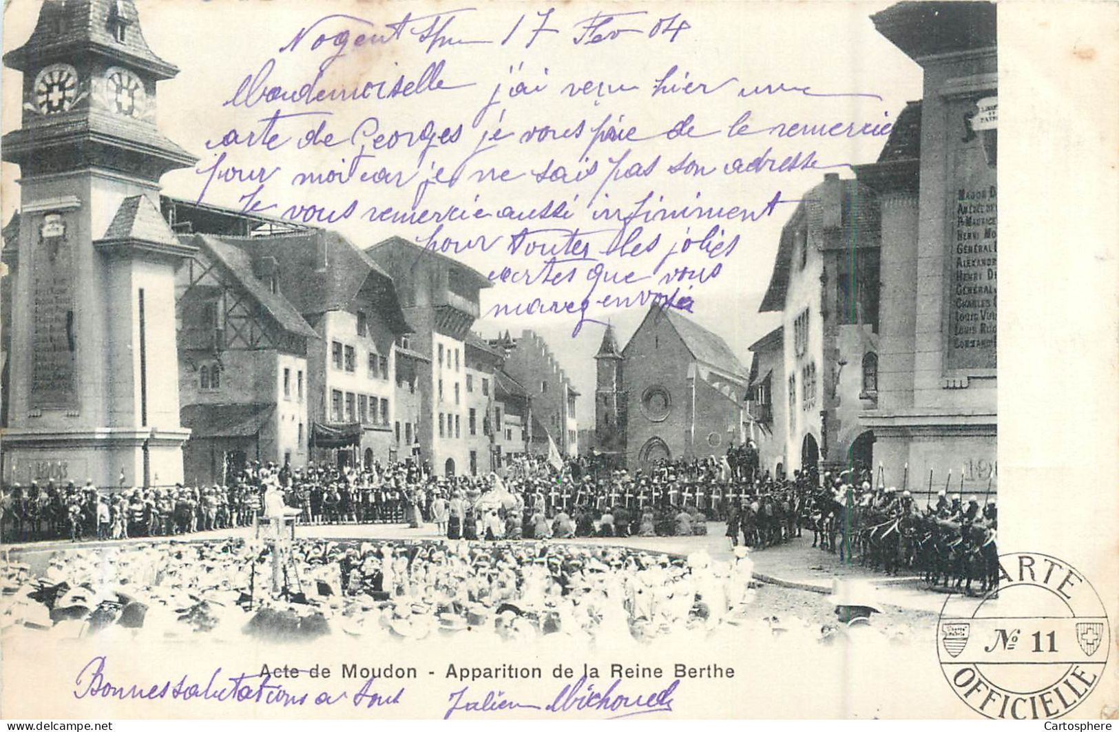 CPA Europe > Suisse > VD Vaud > Acte De Moudon Apparition De La Reine Berthe Carte Officielle No 12 - Centenaire Canton - Moudon