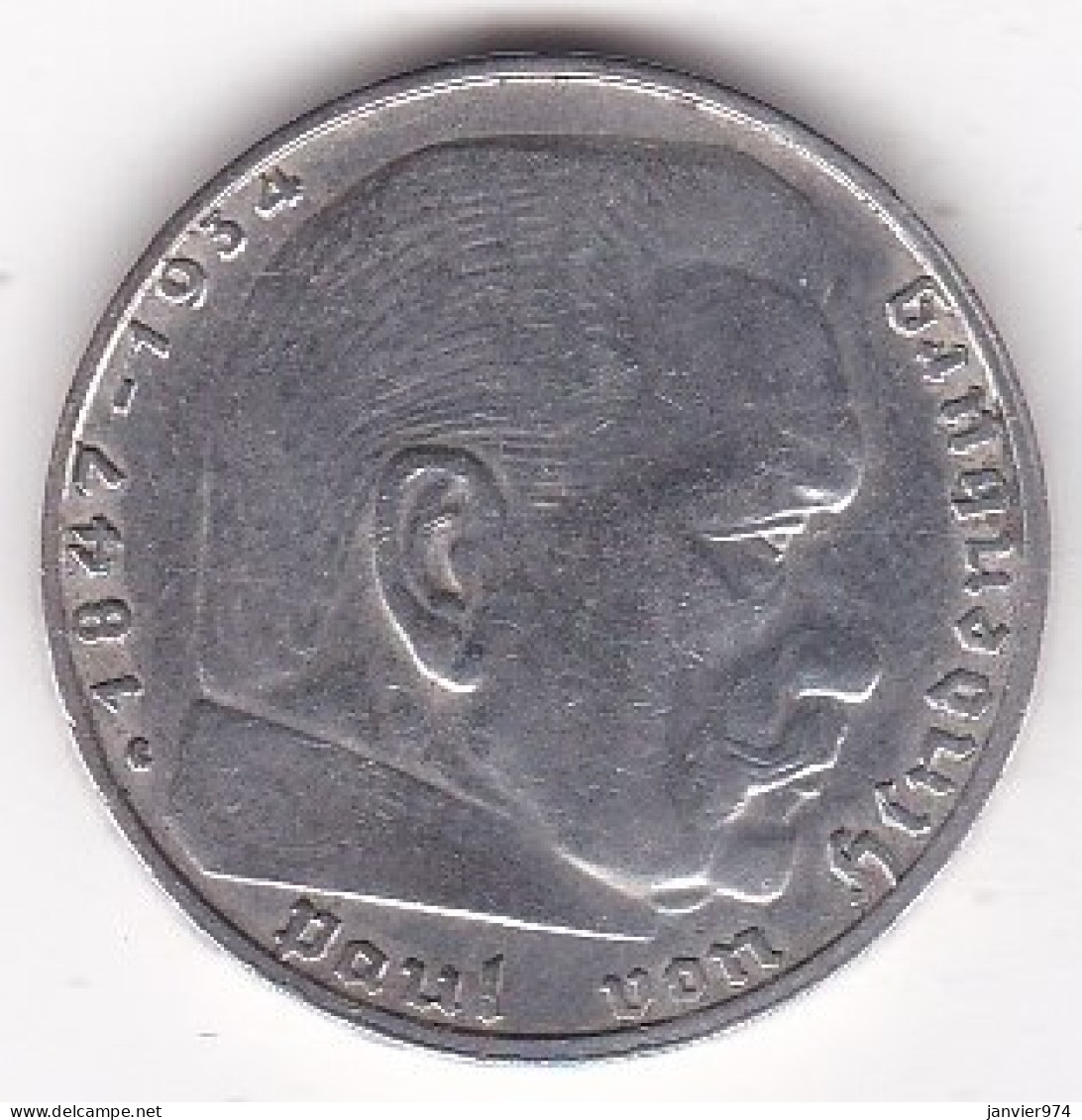 Allemagne 2 Reichsmark 1939 G Karlsruhe, Paul Von Hindenburg, En Argent - 2 Reichsmark