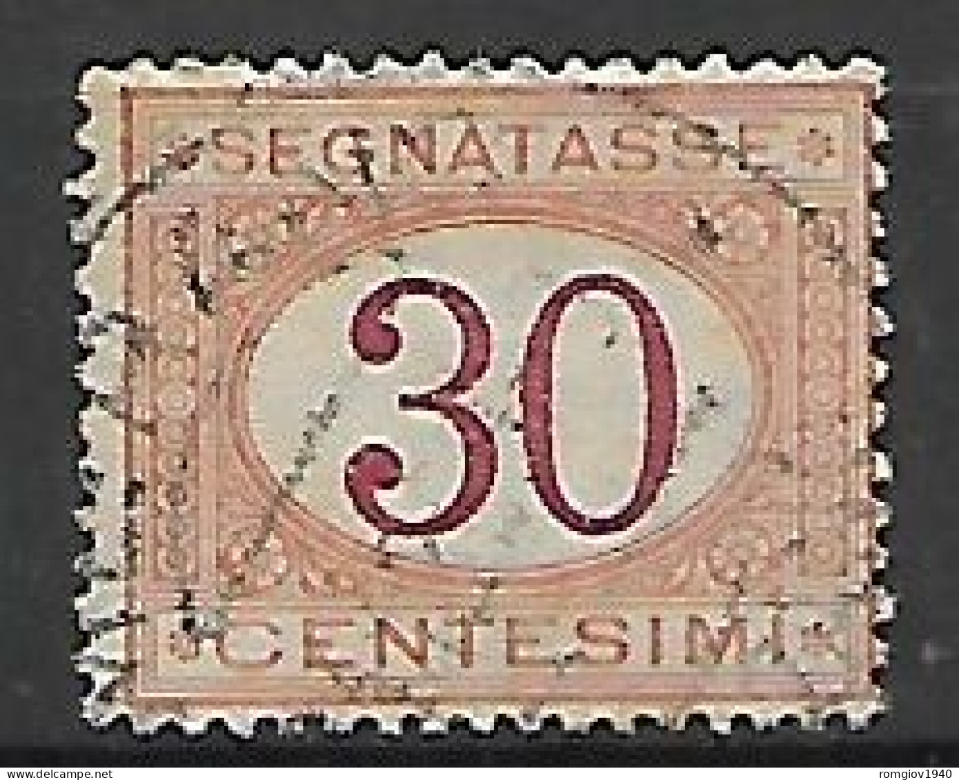 REGNO D'ITALIA 1870 SEGNATASSE RE V. EMANUELE II CIFRA DEL VALORE IN UN OVALE SASS. 7  USATO VF - Taxe