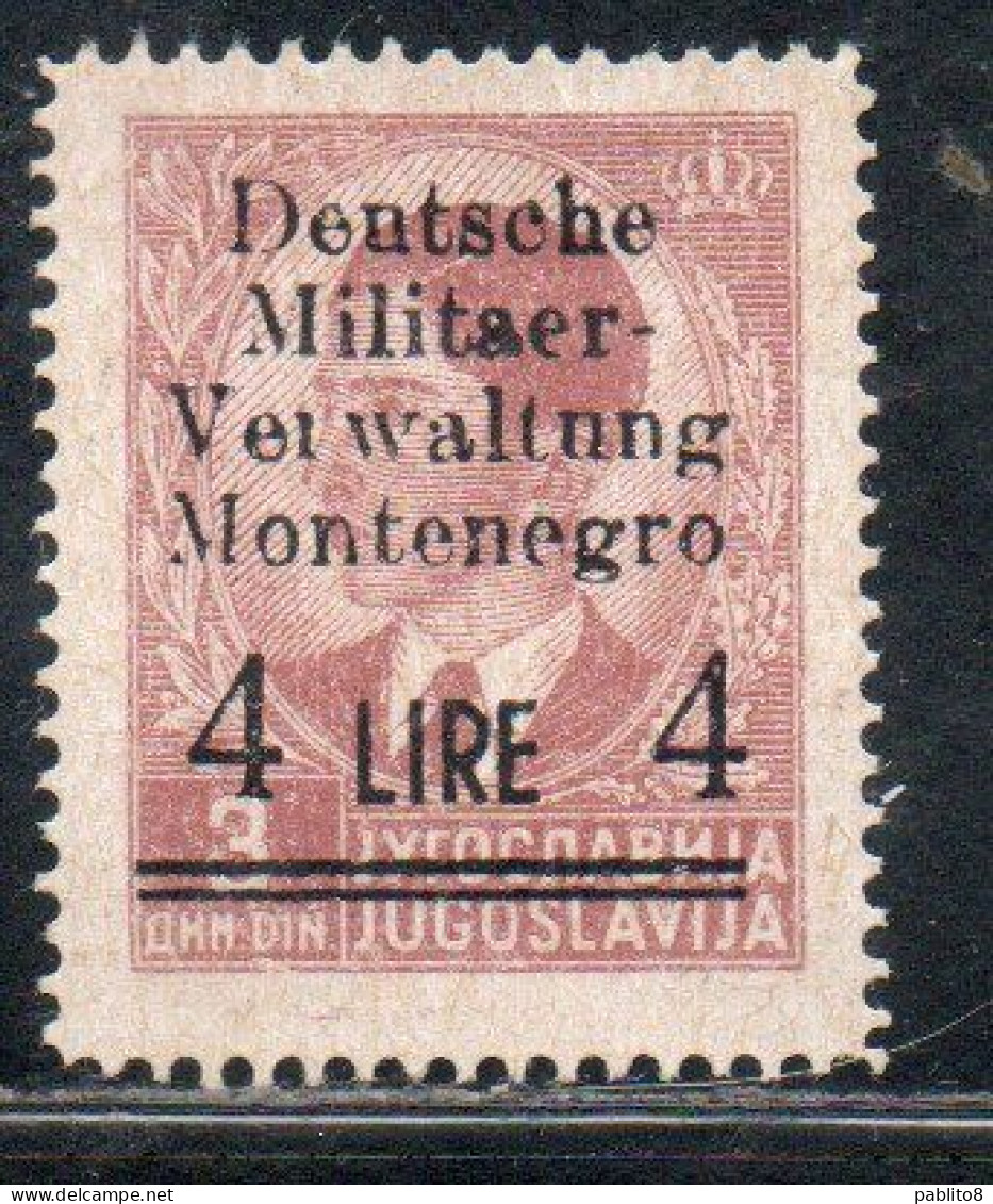 MONTENEGRO 1943 OCCUPAZIONE TEDESCA SOPRASTAMPATO SURCHARGED 4L SU 3d MNH - Occ. Allemande: Montenegro