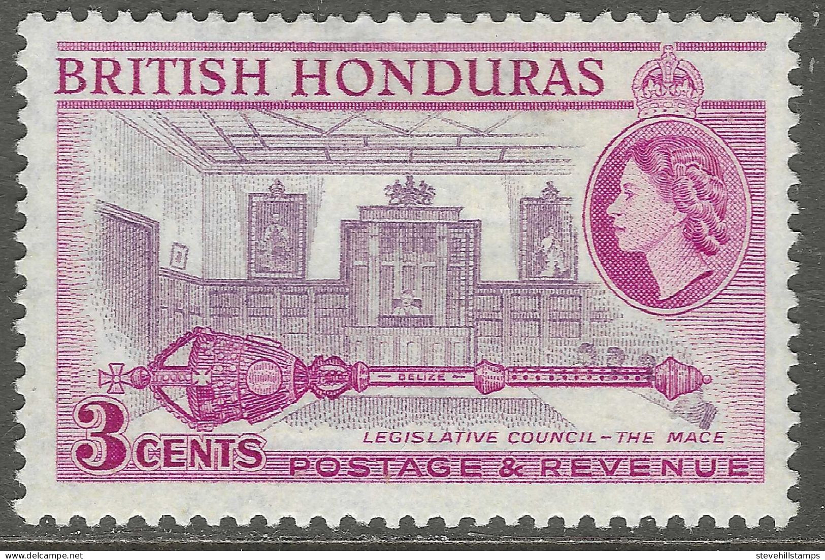 British Honduras. 1953-62 QEII. 3c MH P13½ SG 181 - Honduras Británica (...-1970)