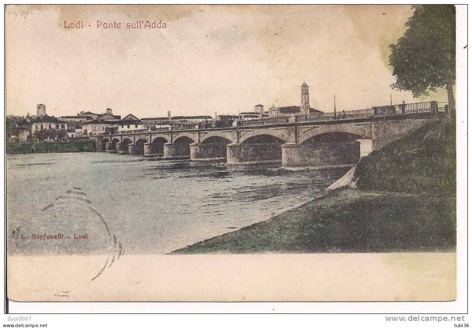 LODI - PONTE SULL'ADDA - B/N VIAGGIATA  PER ESTERO - ANIMATA - FORMATO PICCOLO 9 X 13,5 - Lodi