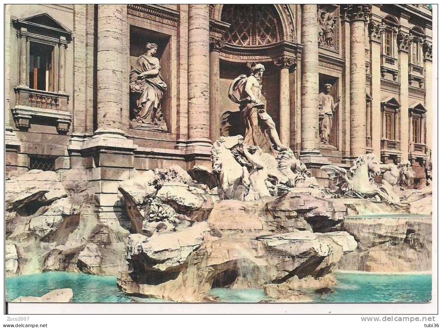 ROMA - FONTANA DI TREVI - PARTICOLARE- COLORI VIAGGIATA  1963 - - Fontana Di Trevi