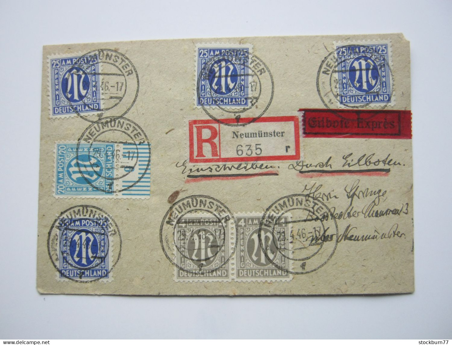1946 , AM - Post ,Einschreiben - Eilbrief In Die Landpostzustellung , Rs. Mit Landpost - Ankunftstempel , Recht Selten - Cartas & Documentos