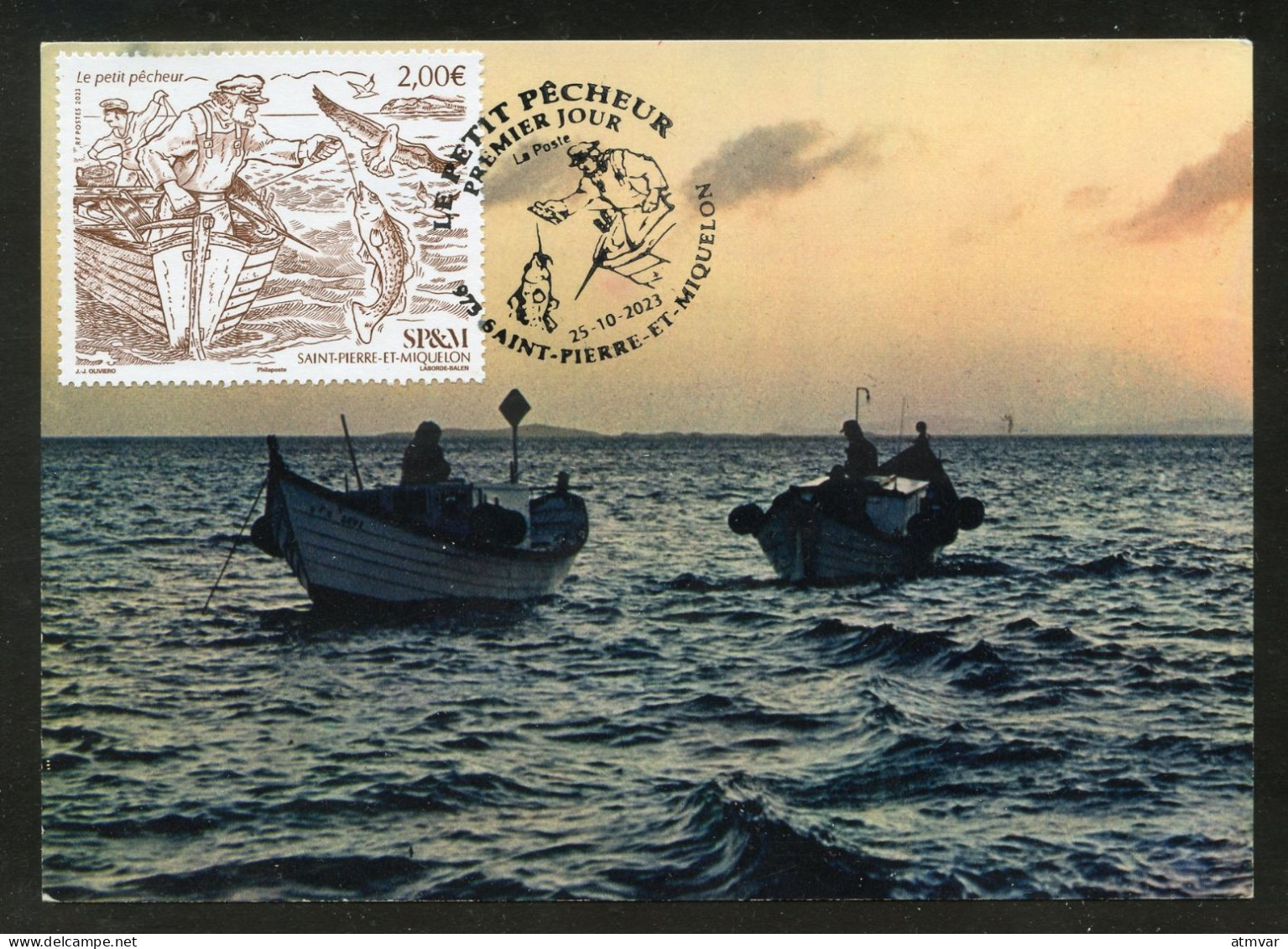 SAINT PIERRE ET MIQUELON (2023) Carte Maximum Card - Le Petit Pêcheur, Fishing Boat, Fisherman, Pêche - Tarjetas – Máxima