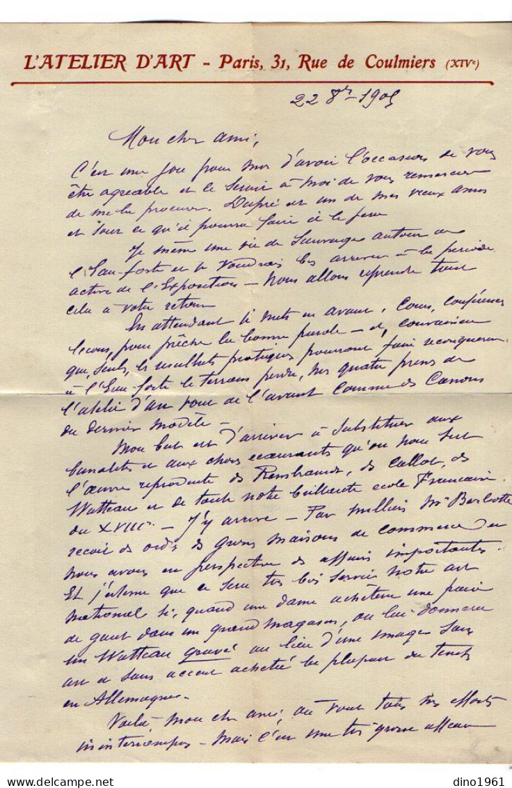 VP22.493 - PARIS 1905 - LAS - Lettre De M. Henri BOUTET, Dessinateur Et Graveur Français à M. RIDOUARD, Député ... - Painters & Sculptors