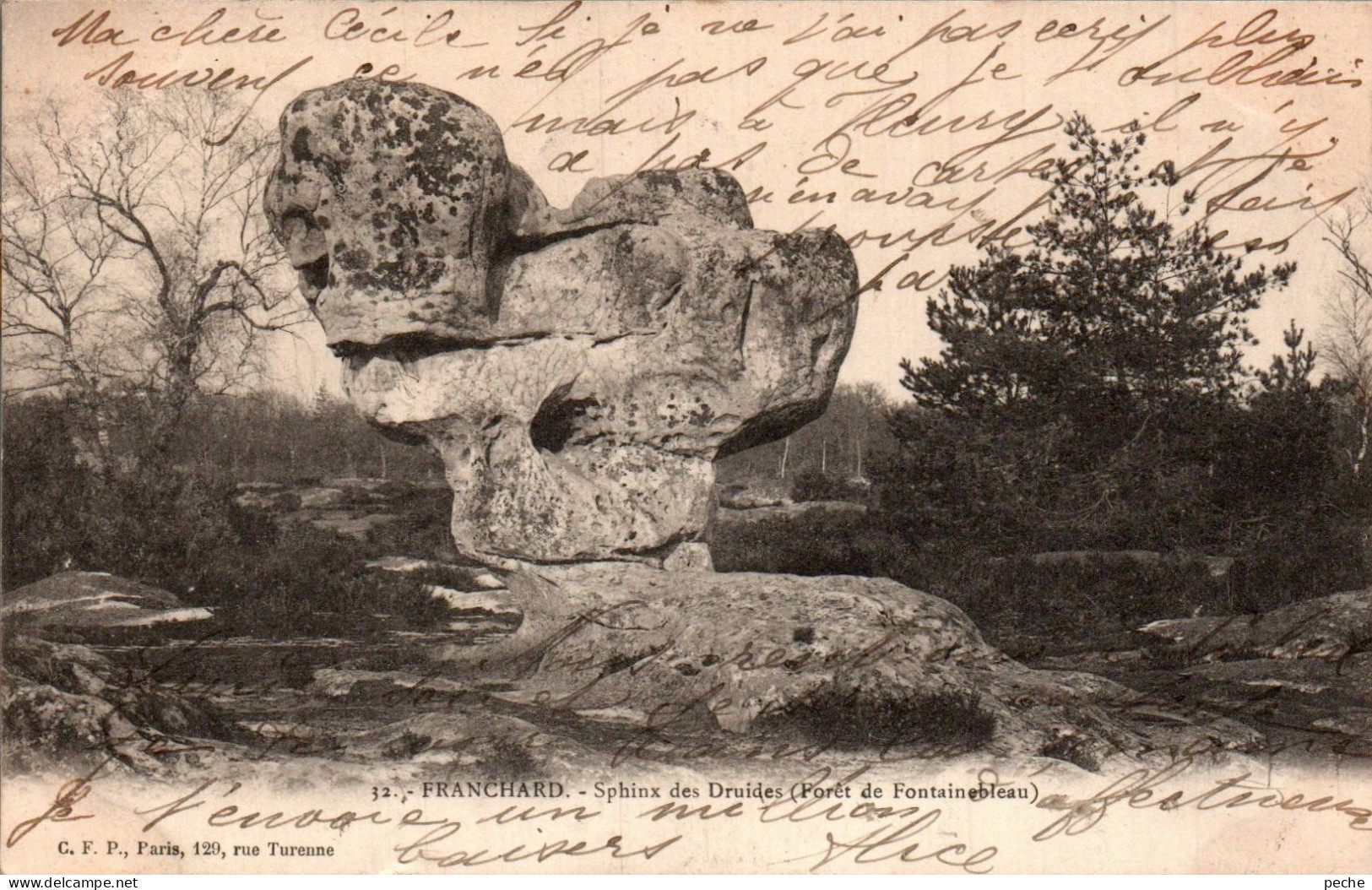 N°116761 -cpa Franchard -sphinx Des Druides - - Dolmen & Menhirs