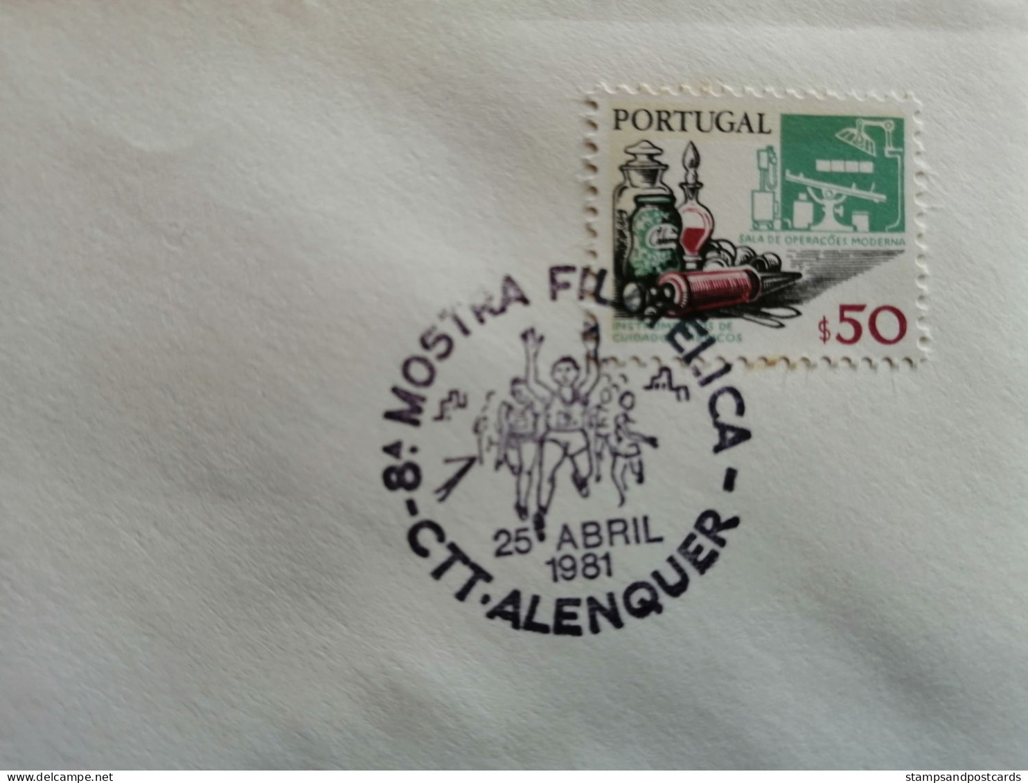 Portugal Cachet Commémoratif Expo Philatelique Alenquer 1981 Révolution Des Oeillets 25 Avril Event Postmark - Maschinenstempel (Werbestempel)