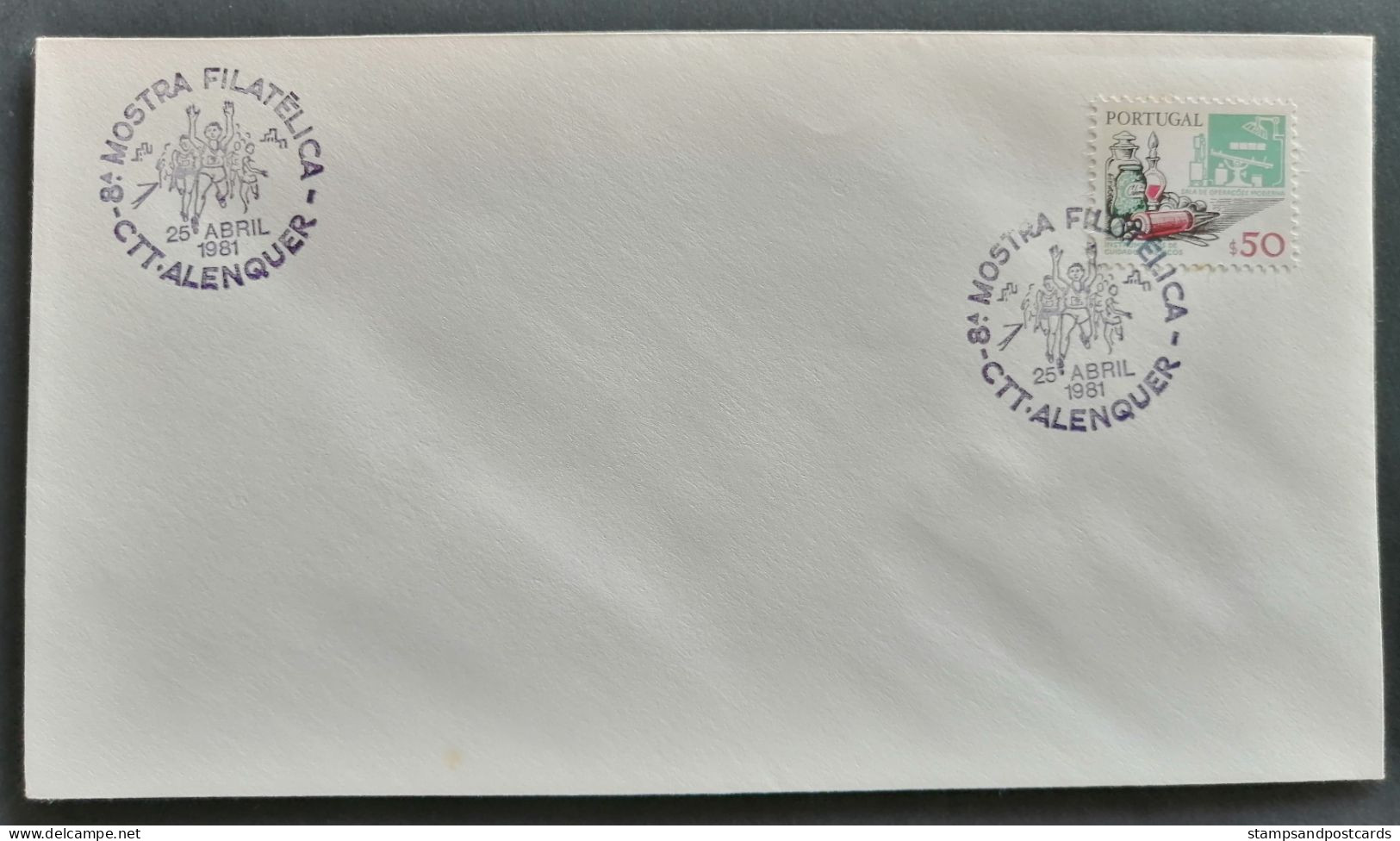 Portugal Cachet Commémoratif Expo Philatelique Alenquer 1981 Révolution Des Oeillets 25 Avril Event Postmark - Postal Logo & Postmarks