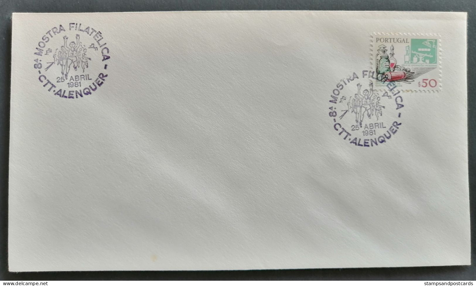 Portugal Cachet Commémoratif Expo Philatelique Alenquer 1981 Révolution Des Oeillets 25 Avril Event Postmark - Flammes & Oblitérations