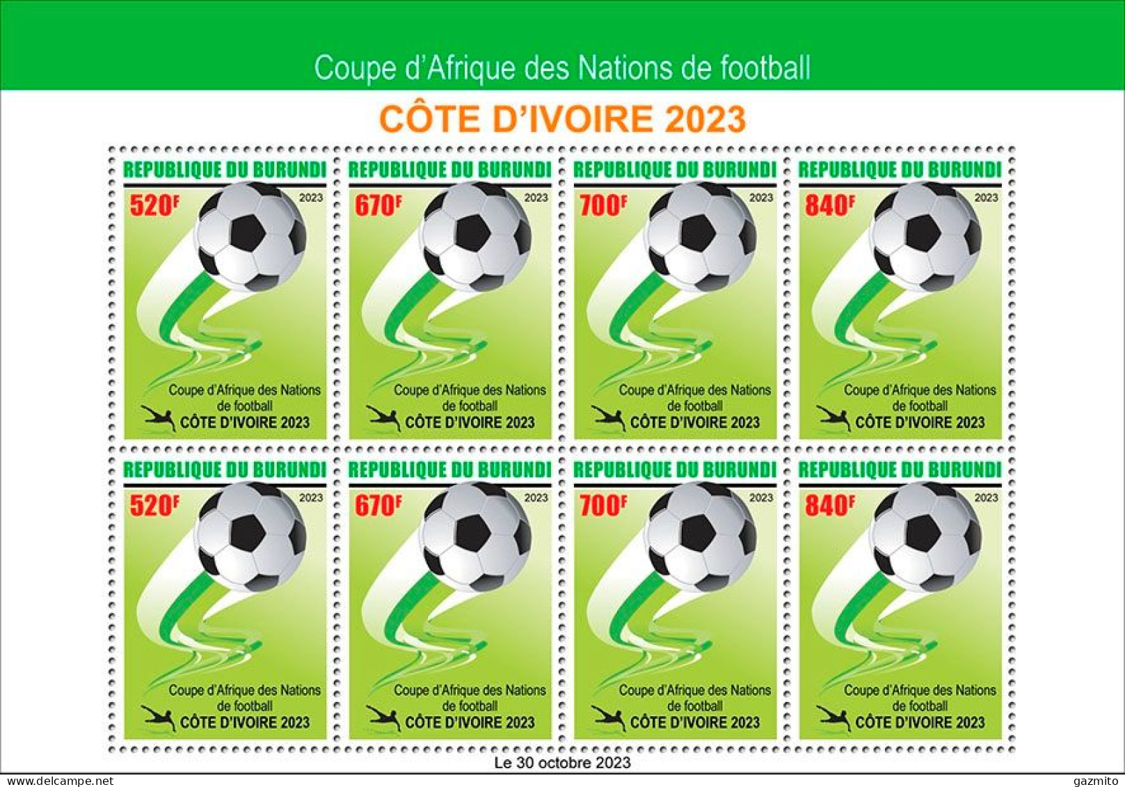 Burundi 2023, Football, Sheetlet - Unused Stamps