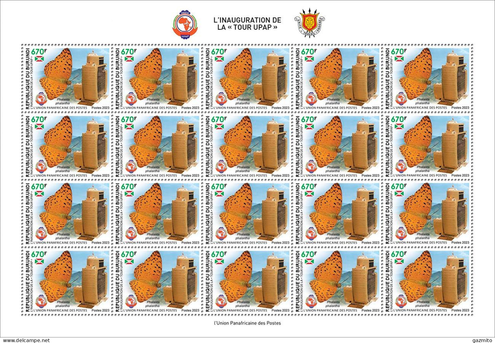 Burundi 2023, PAPU, Butterfly, Sheetlet - Unused Stamps