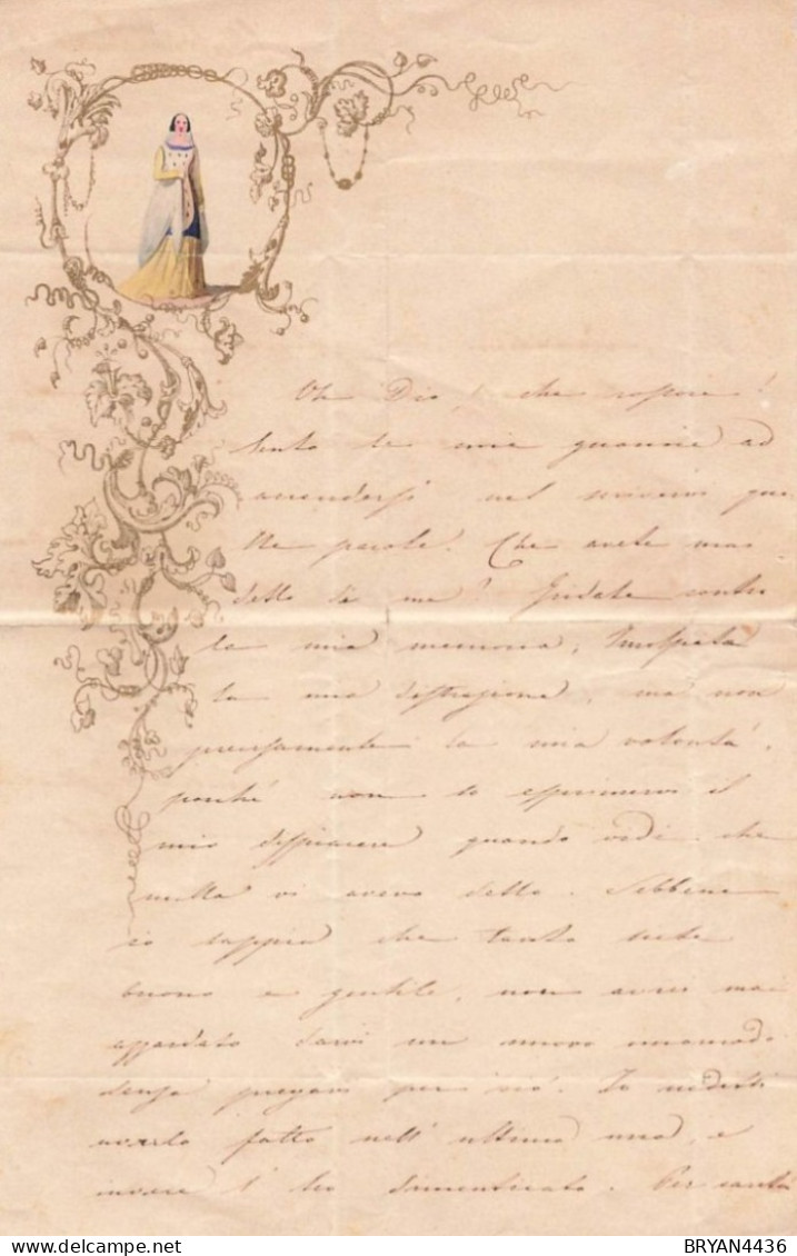 LETTRE ILLUSTREE De 1843 - DECORATION PEINTE à La MAIN - - Non Classés