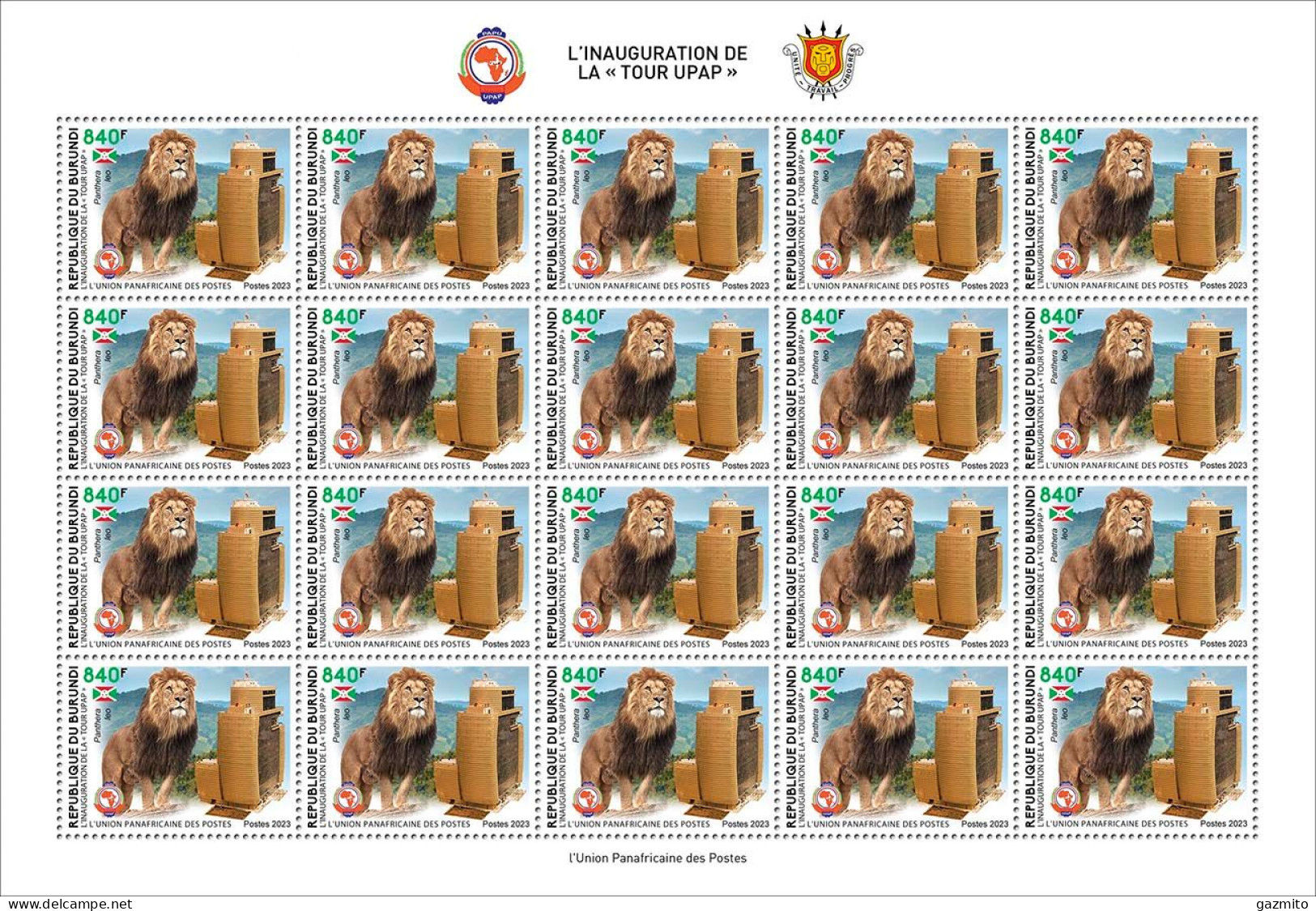 Burundi 2023, PAPU, Lion, Sheetlet - Unused Stamps