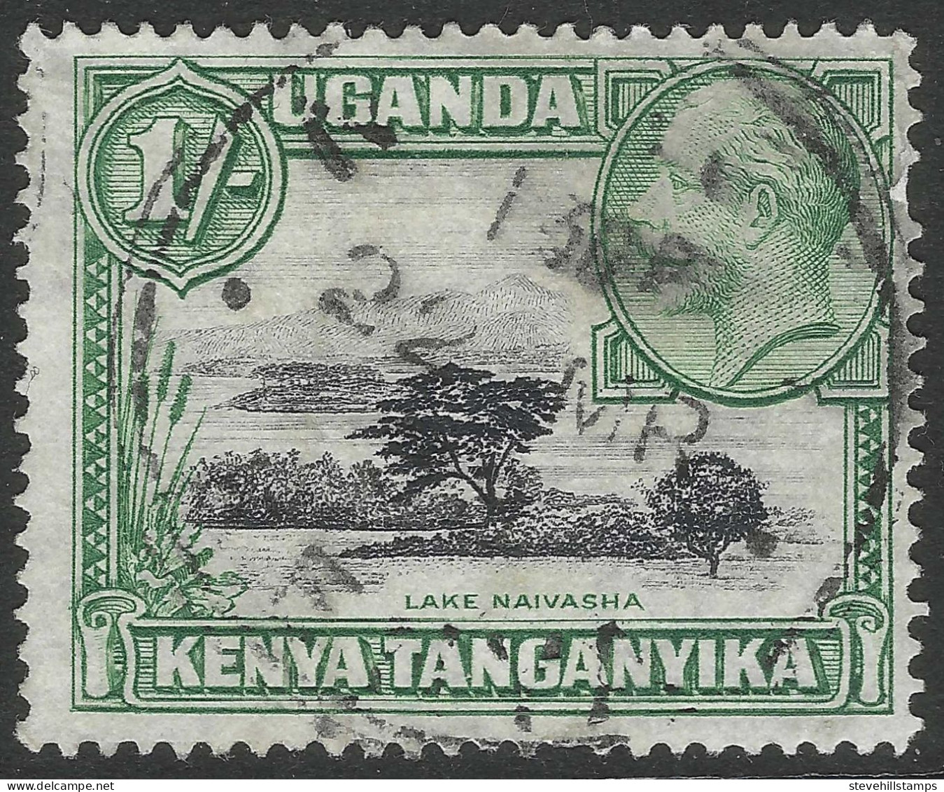 Kenya, Uganda & Tanganyika. 1935-37 KGV. 1/- Used. P14 SG 118 - Kenya, Uganda & Tanganyika