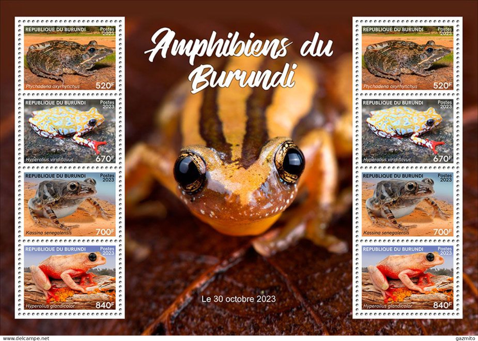 Burundi 2023,Anphibius, Frogs, Sheetlet - Ongebruikt