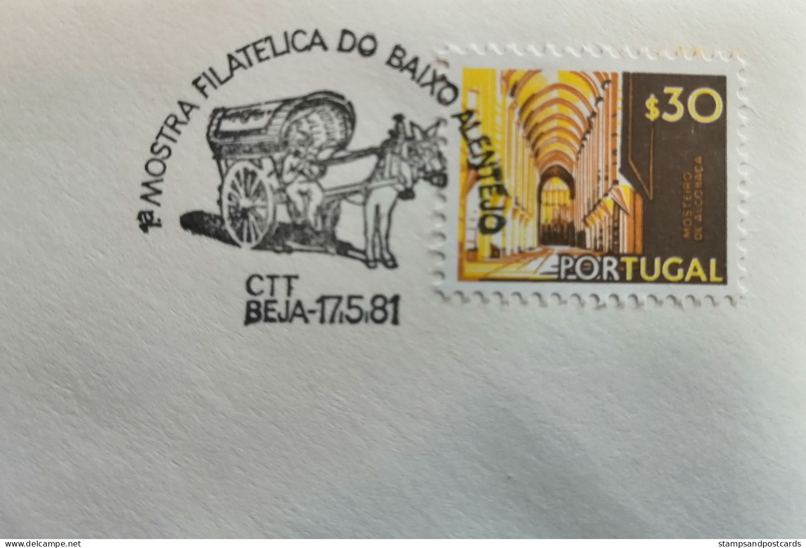 Portugal Cachet Commémoratif Beja Transport Traditionnel âne 1981 Event Pmk Donkey Transportation - Esel