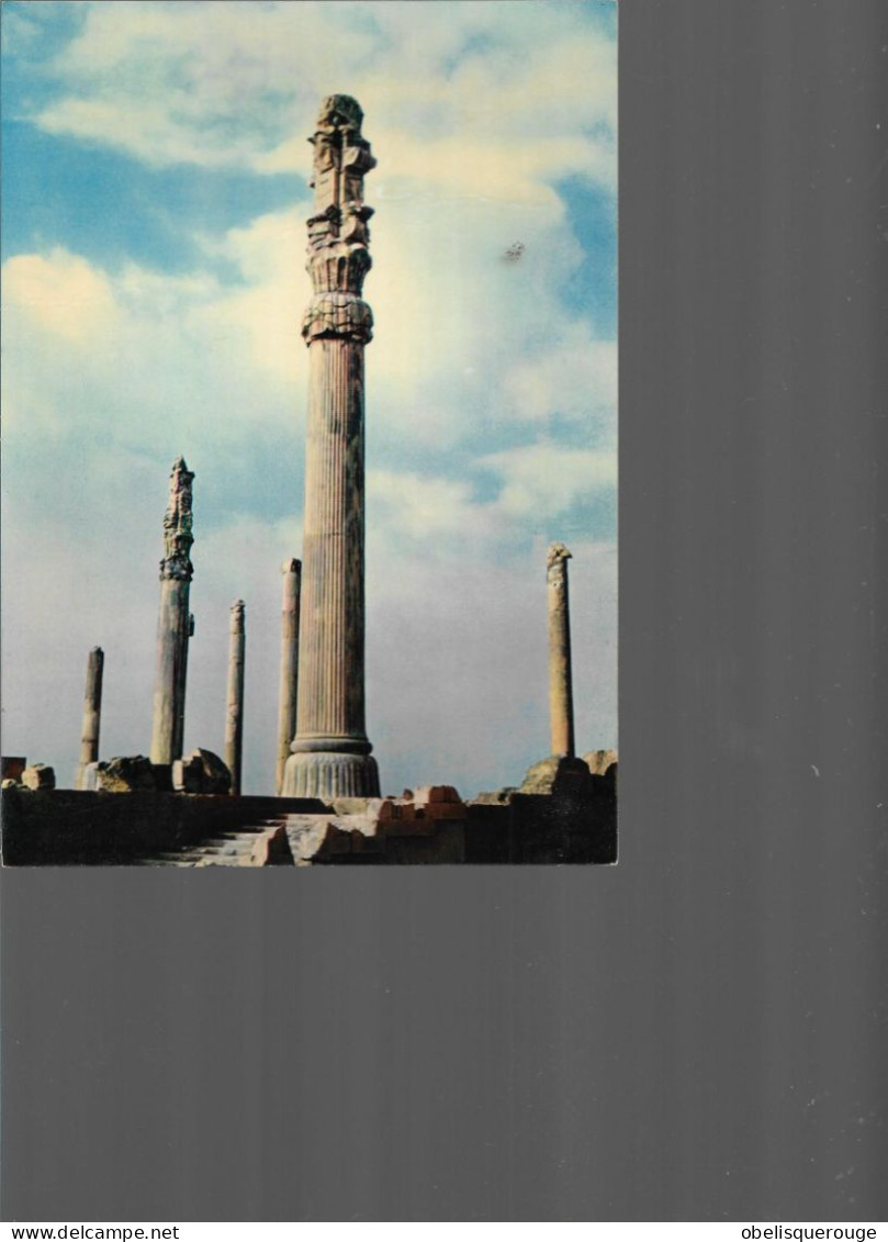 IRAN ISPAHAN  PERSEPOLIS COLONNES DE DARIUS DANS L APADANA MAXI CARTE  PUBLICITE MEDICALE ASPRANAN 1966 - Iran