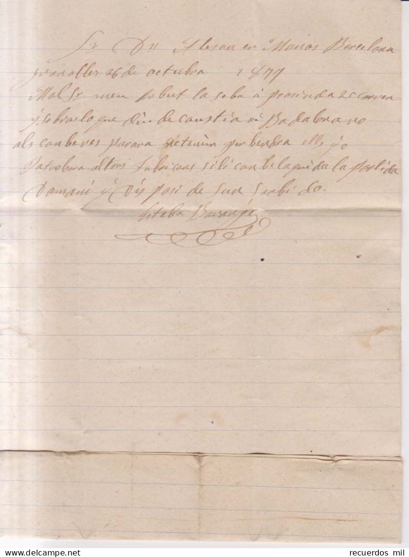 Año 1876 Edifil 175-188 Carta  Matasellos Rombo Granollers Barcelona Esteban Barange - Lettres & Documents