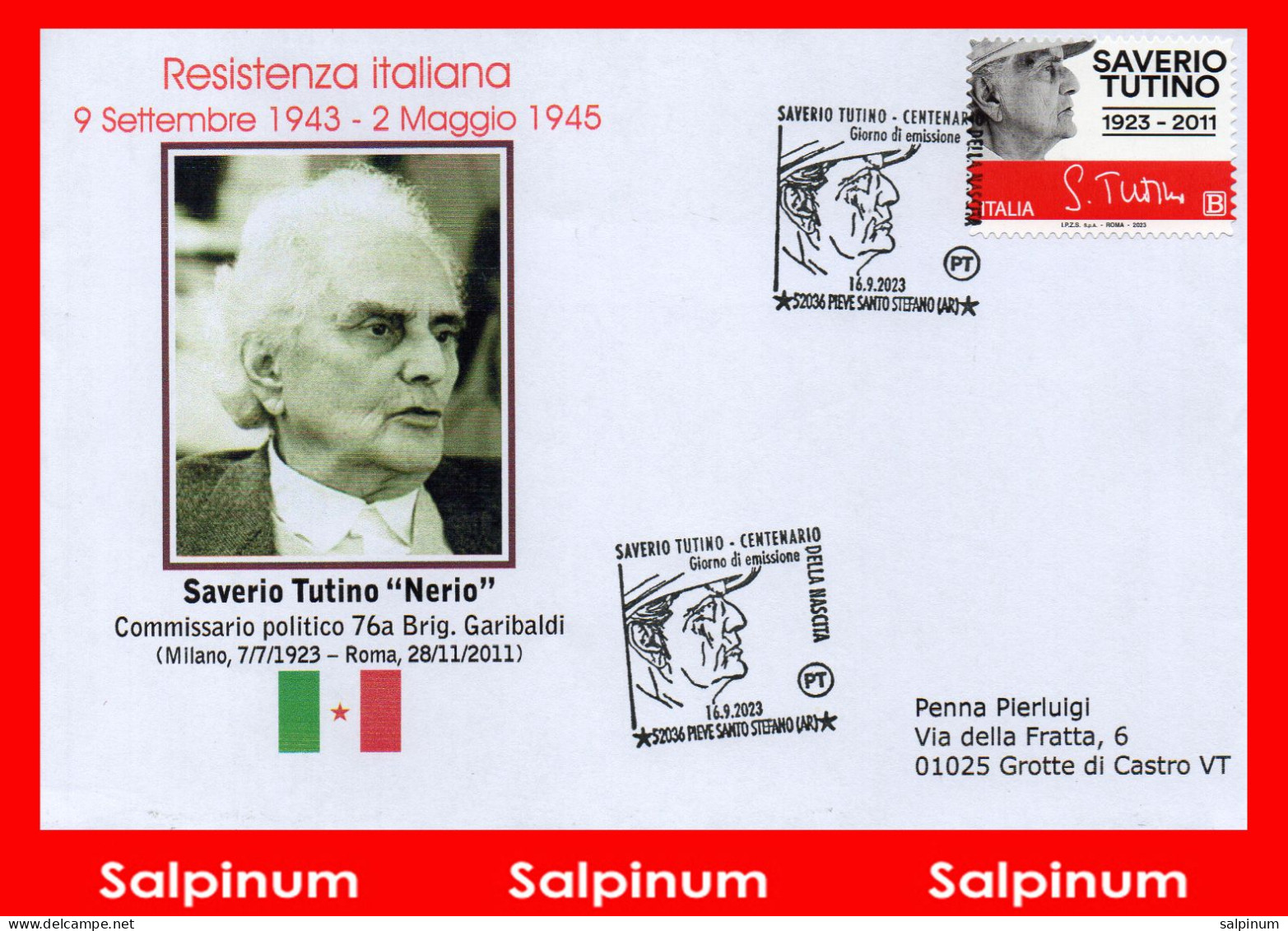 ANNULLO RESISTENZA PARTIGIANO SAVERIO TUTINO “NERIO” – F.D.C. - 2021-...: Storia Postale