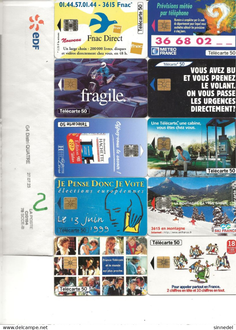 LOT DE 10 TELECARTES DE FRANCE DIFFERENTE - Collezioni