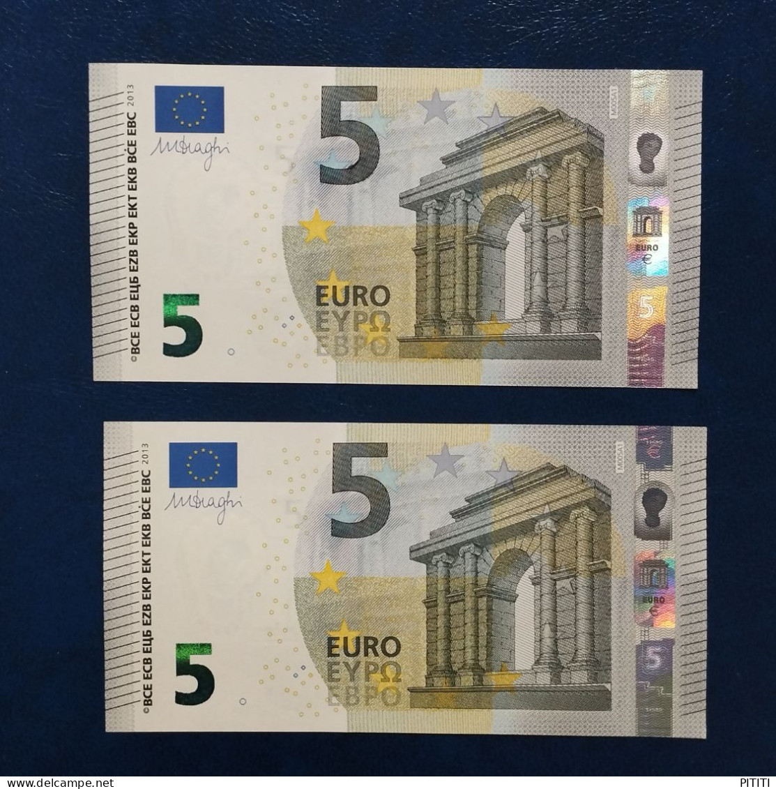 EURO PORTUGAL 5 M005A1 MA DRAGHI UNC PAREJA RADAR2 - 5 Euro