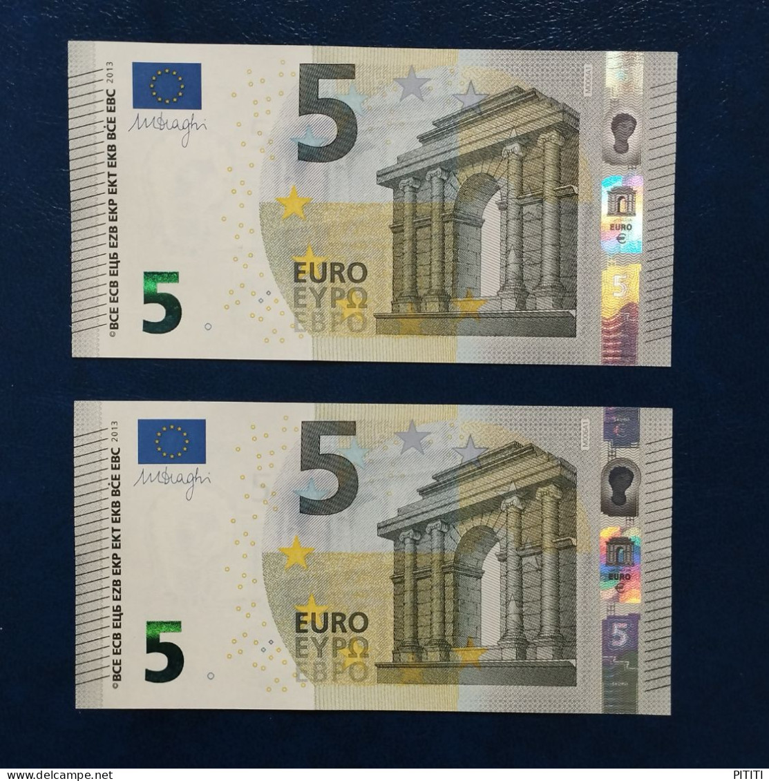 EURO PORTUGAL 5 M006A1 MA DRAGHI UNC, PAREJA RADAR2 - 5 Euro