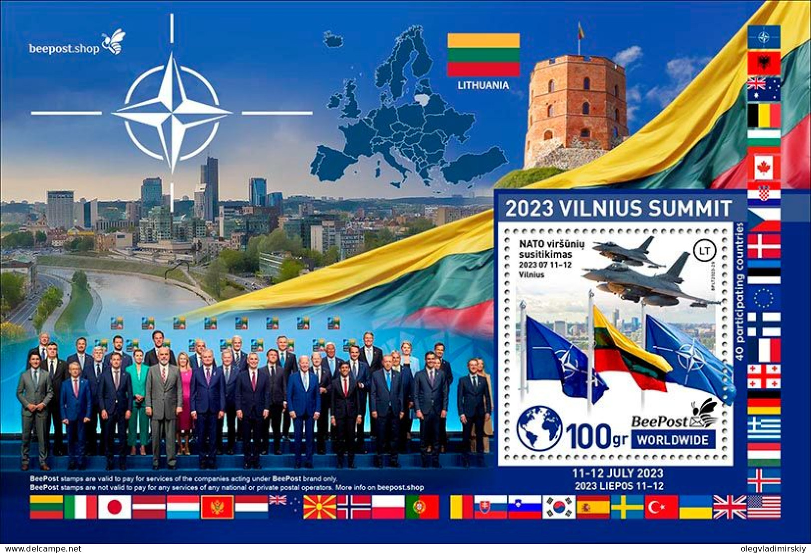 Lithuania Litauen Lituanie 2023 Summit NATO In Vilnius BeePost Block MNH - NAVO