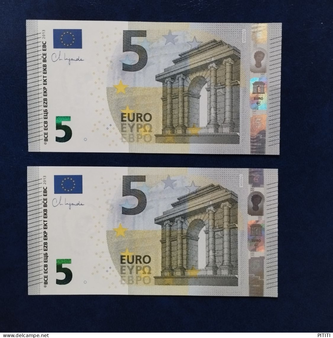 EURO PORTUGAL 5 M008A2 MA LAGARDE UNC, PAREJA RADAR2 - 5 Euro