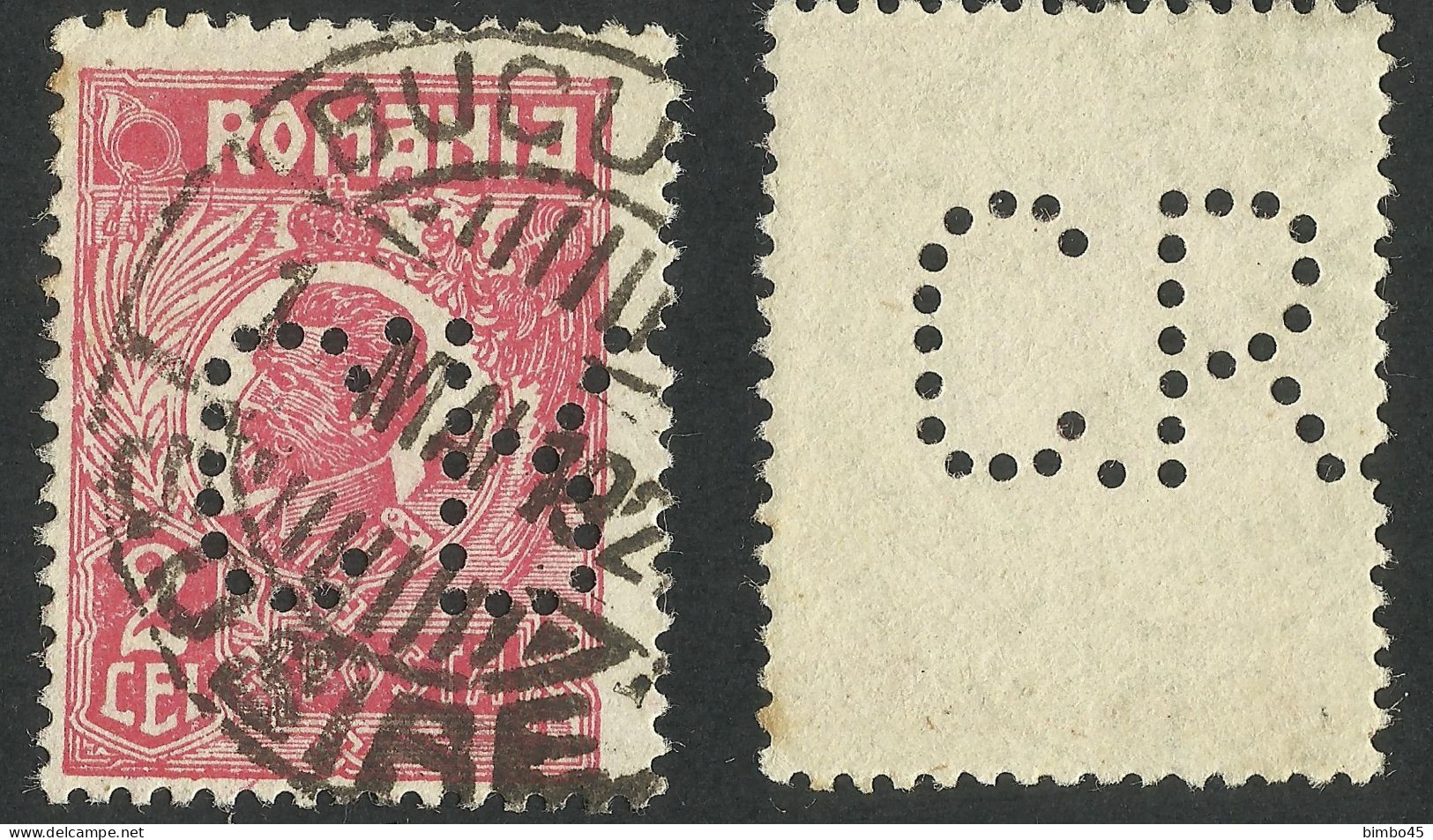 Fairly Rare ROMANIA Perfin  C.R. 1922-Catalog Of Romanian Perfins Laszlo Eros C-fairly Rare ( 21-100 Examples Reported ) - Oblitérés