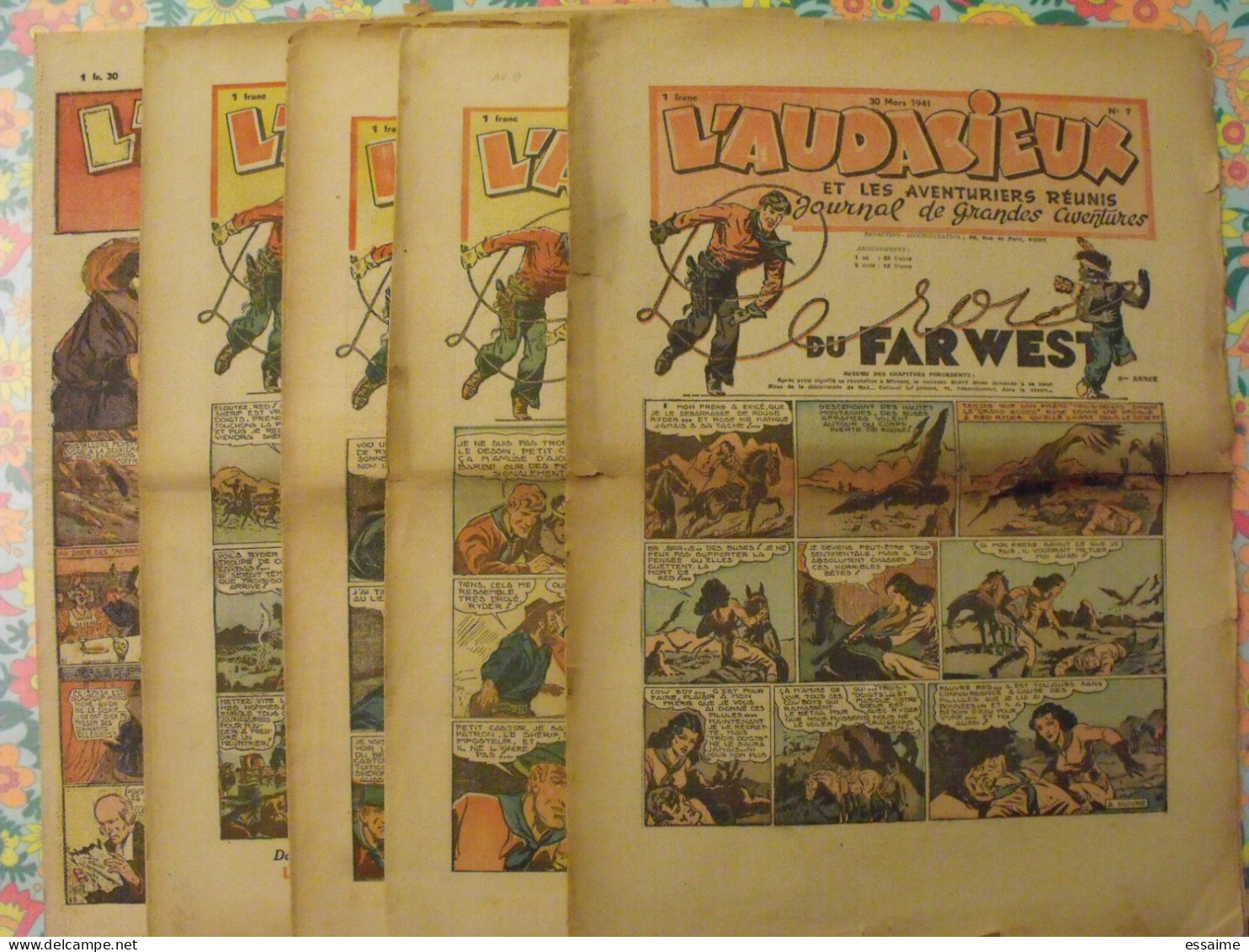 5 Numéros De L'Audacieux De 1941-42. Le Corsaire De La Mort, Le Roi Du Far-west, Christophe Colomb. A Redécouvrir - Other & Unclassified