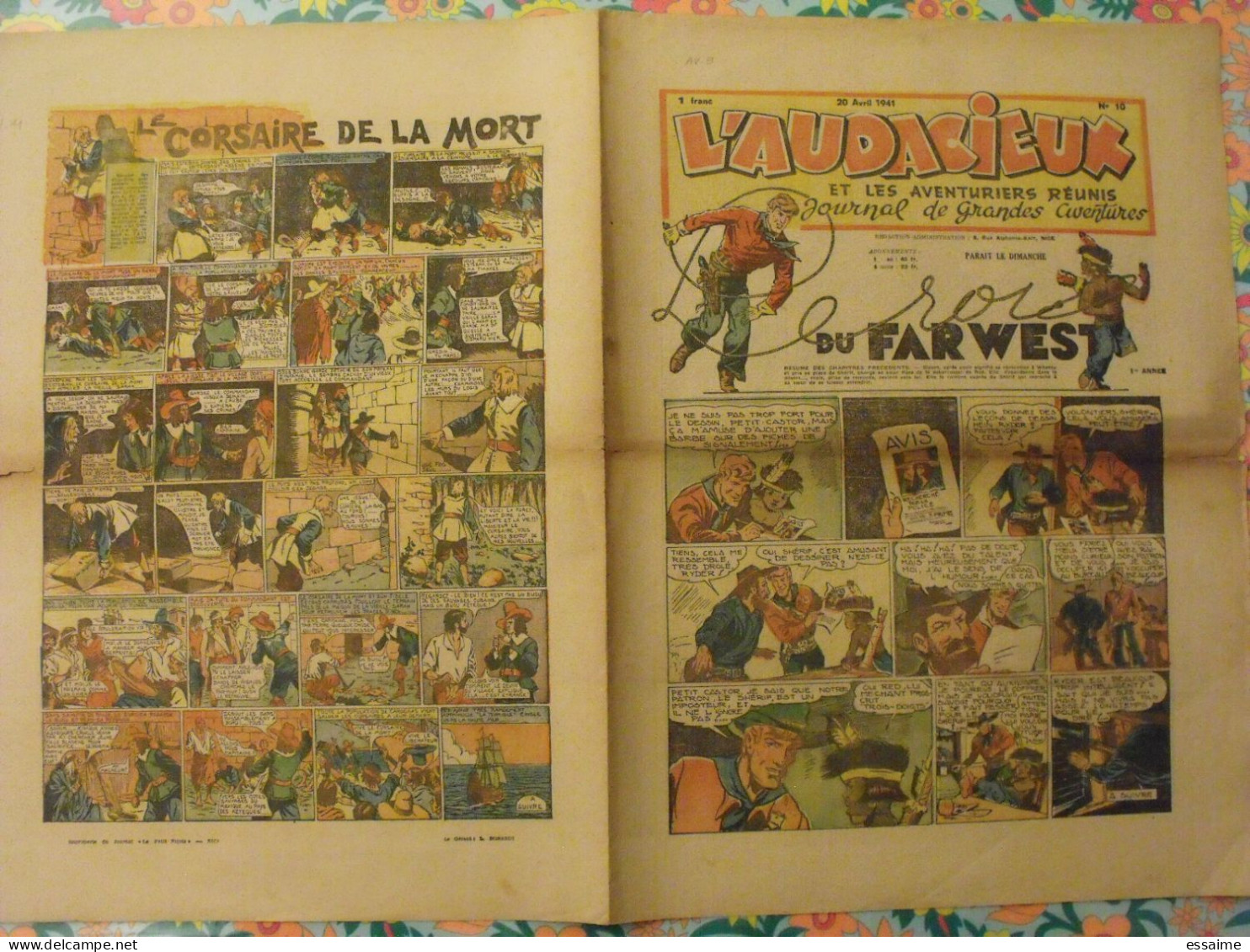 5 numéros de l'Audacieux de 1941-42. le corsaire de la mort, le roi du far-west, christophe colomb. A redécouvrir