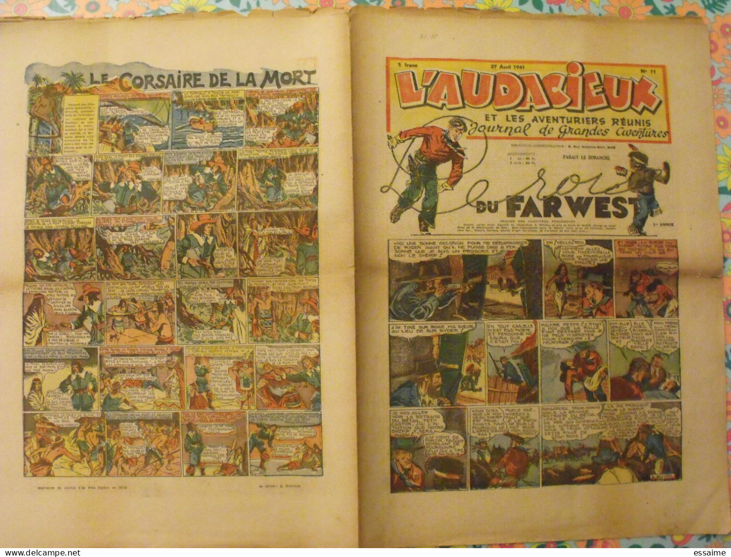 5 numéros de l'Audacieux de 1941-42. le corsaire de la mort, le roi du far-west, christophe colomb. A redécouvrir