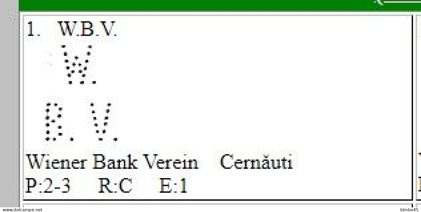 Fairly Rare ROMANIA Perfin  W.B.V. 1921-Catalog Of Romanian Perfins Laszlo Eros C-fairly Rare (21-100 Examples Reported) - Oblitérés