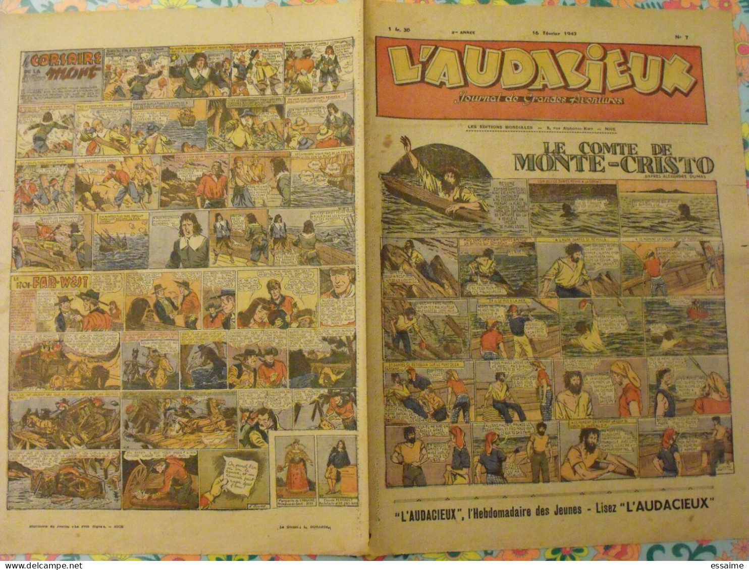 5 Numéros De L'Audacieux De 1942. Le Comte De Monte-Cristo, Le Roi Du Far-west, Christophe Colomb. A Redécouvrir - Other & Unclassified