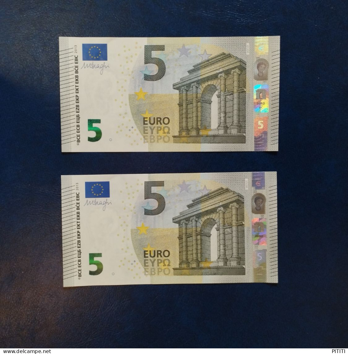 EURO SPAIN 5 V011J1 VB DRAGHI UNC, PAIR RADAR2 - 5 Euro