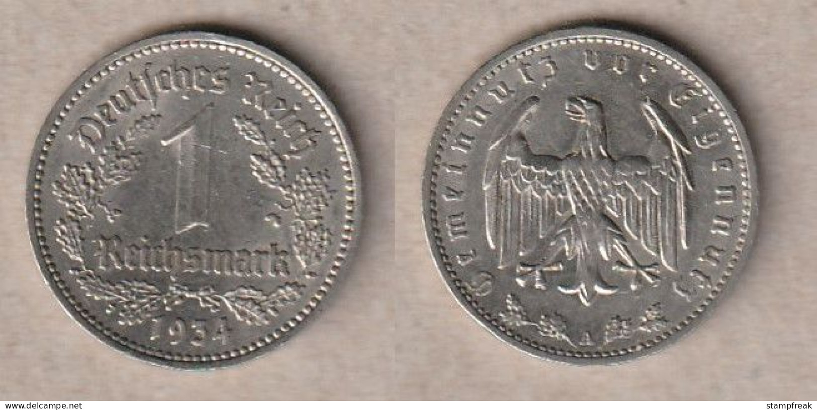 01839) Deutschland, 1 Mark 1934 A - 1 Reichsmark