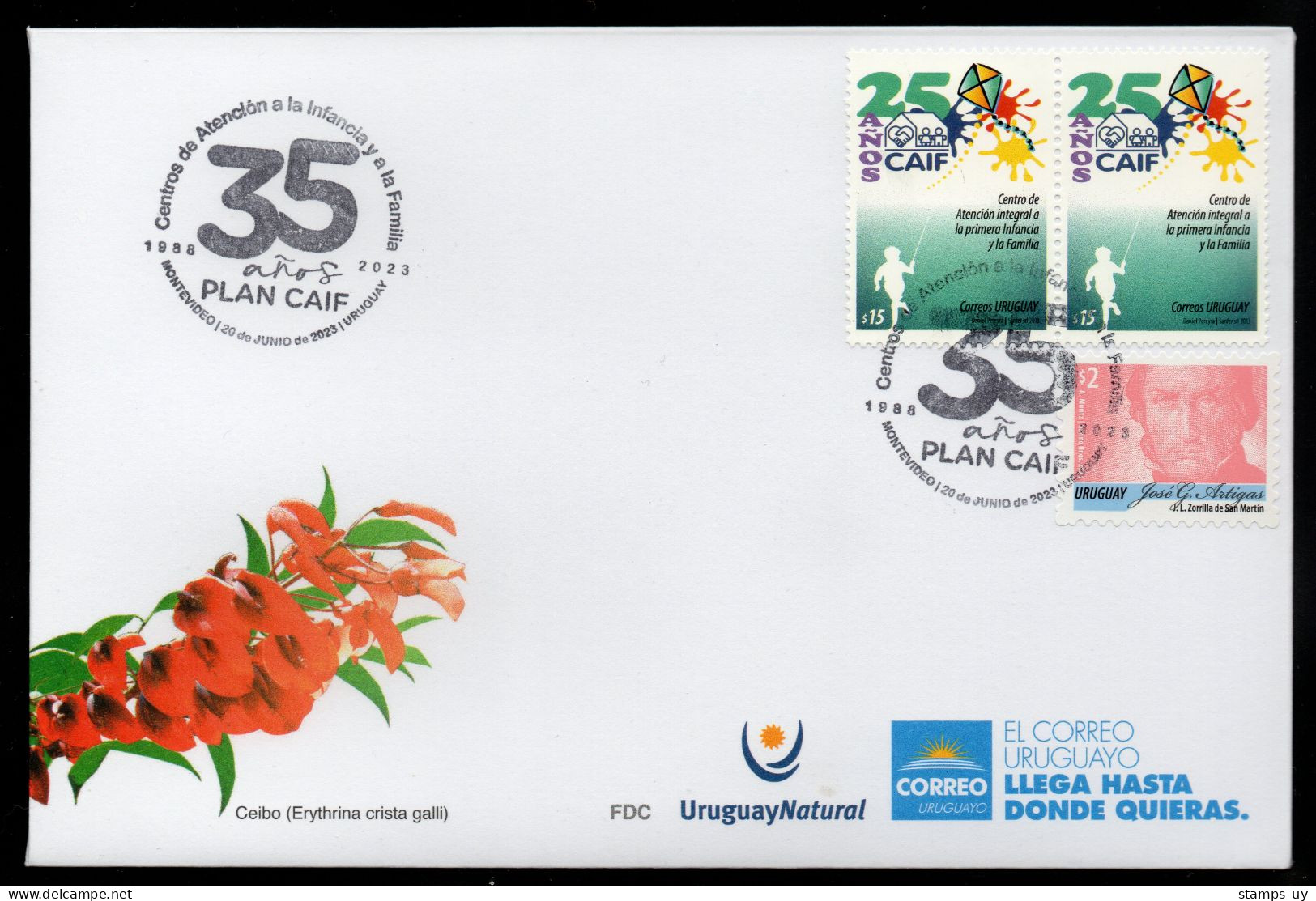 URUGUAY 2023 (Childhood, Education, Family, Social Assistance, Children, Games, Kites) - 1 Cover With Special Postmark - Unclassified