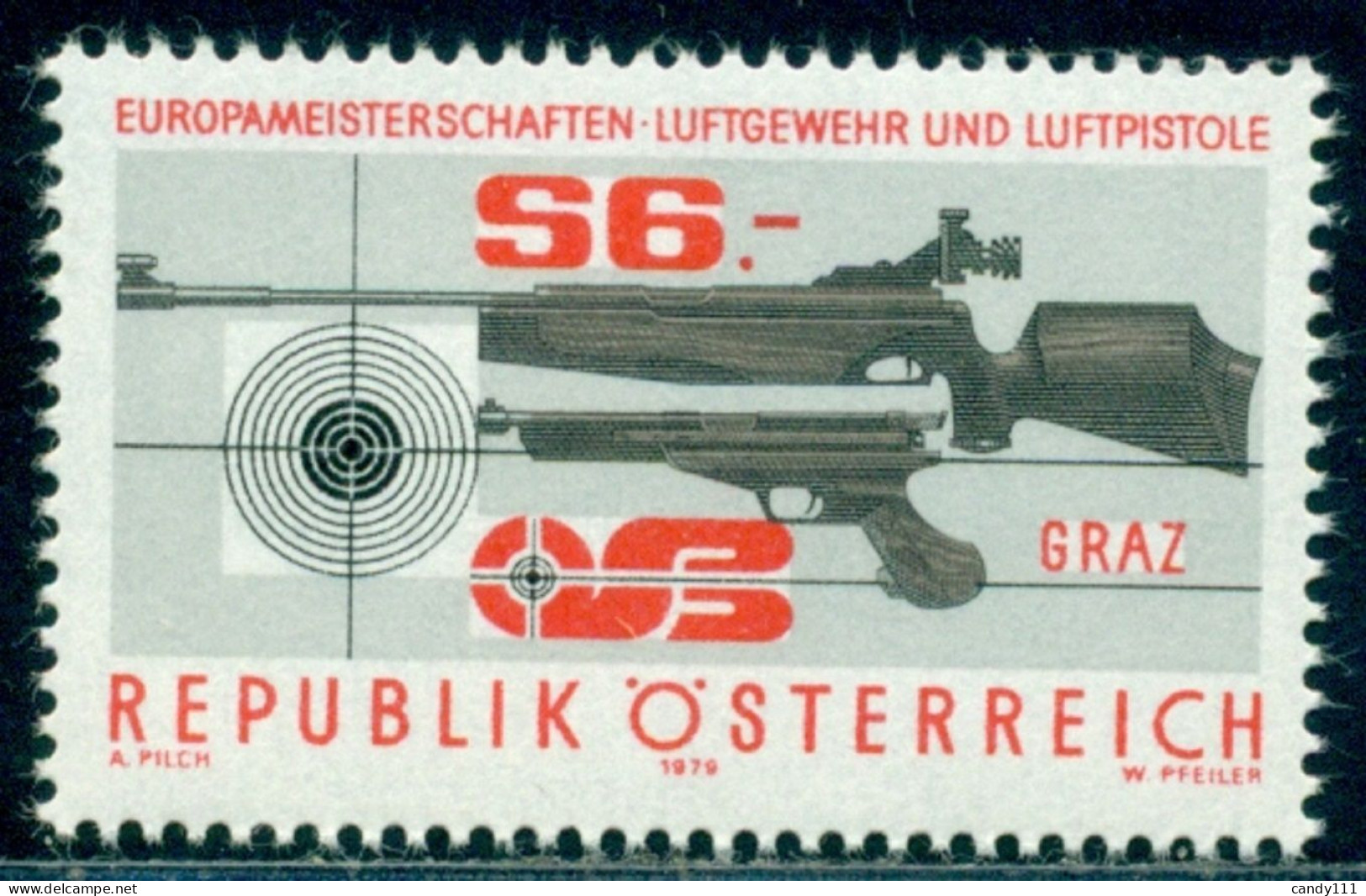 Austria 1979 Air Rifle,pistol,shooting,target,European Championship,1599,MNH - Waffenschiessen
