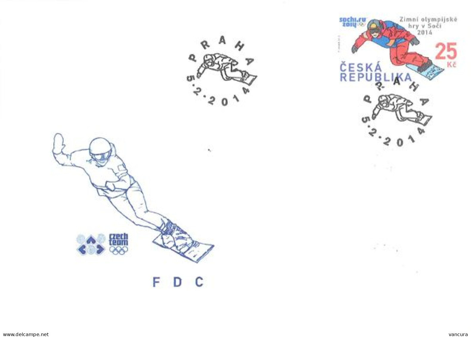 FDC 797 Czech Republic Winter Olympic Games Sotchi 2014 Snowboard - Winter 2014: Sotschi